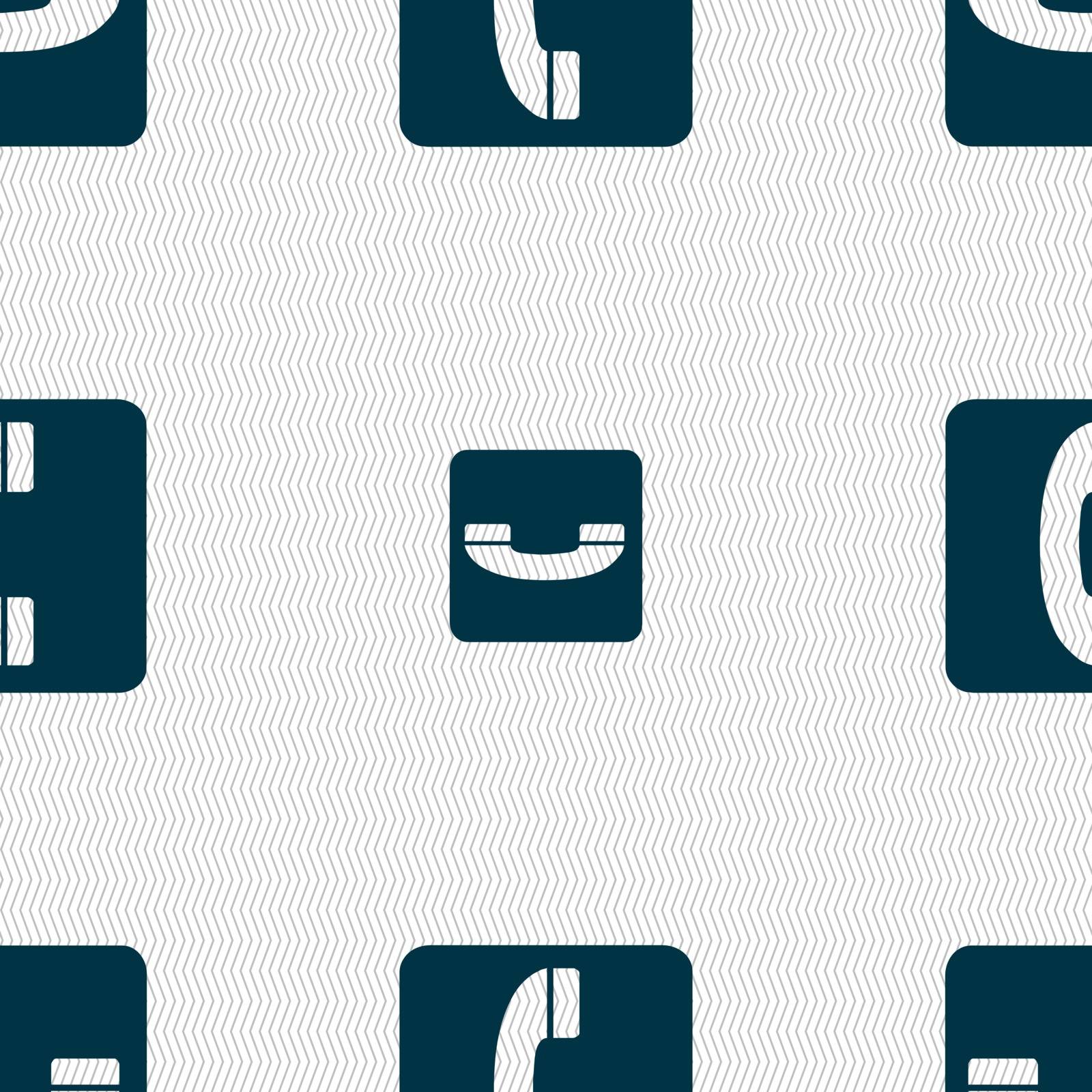 handset icon sign. Seamless pattern with geometric texture. Vector illustration