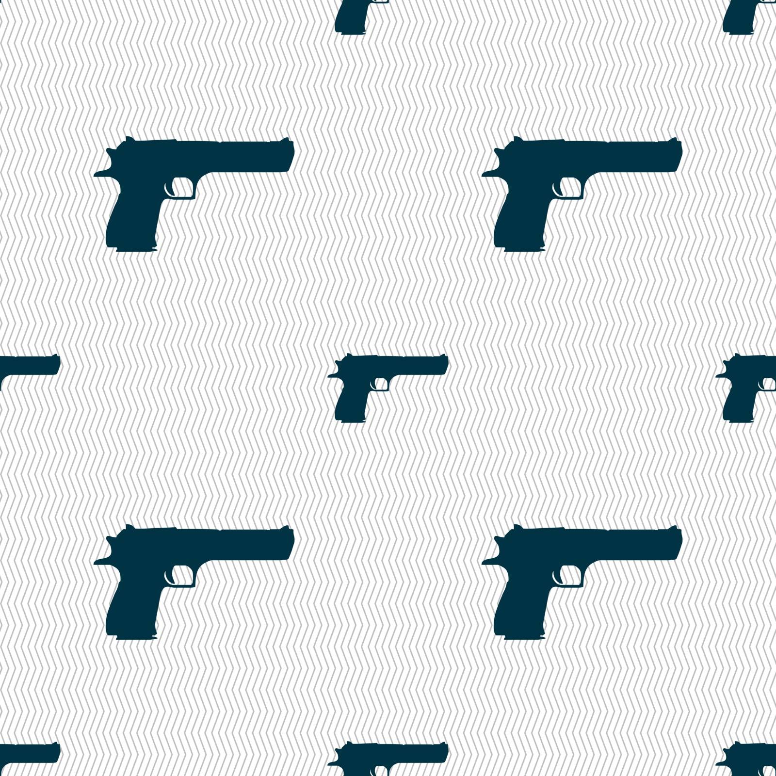 gun icon sign. Seamless pattern with geometric texture. Vector illustration