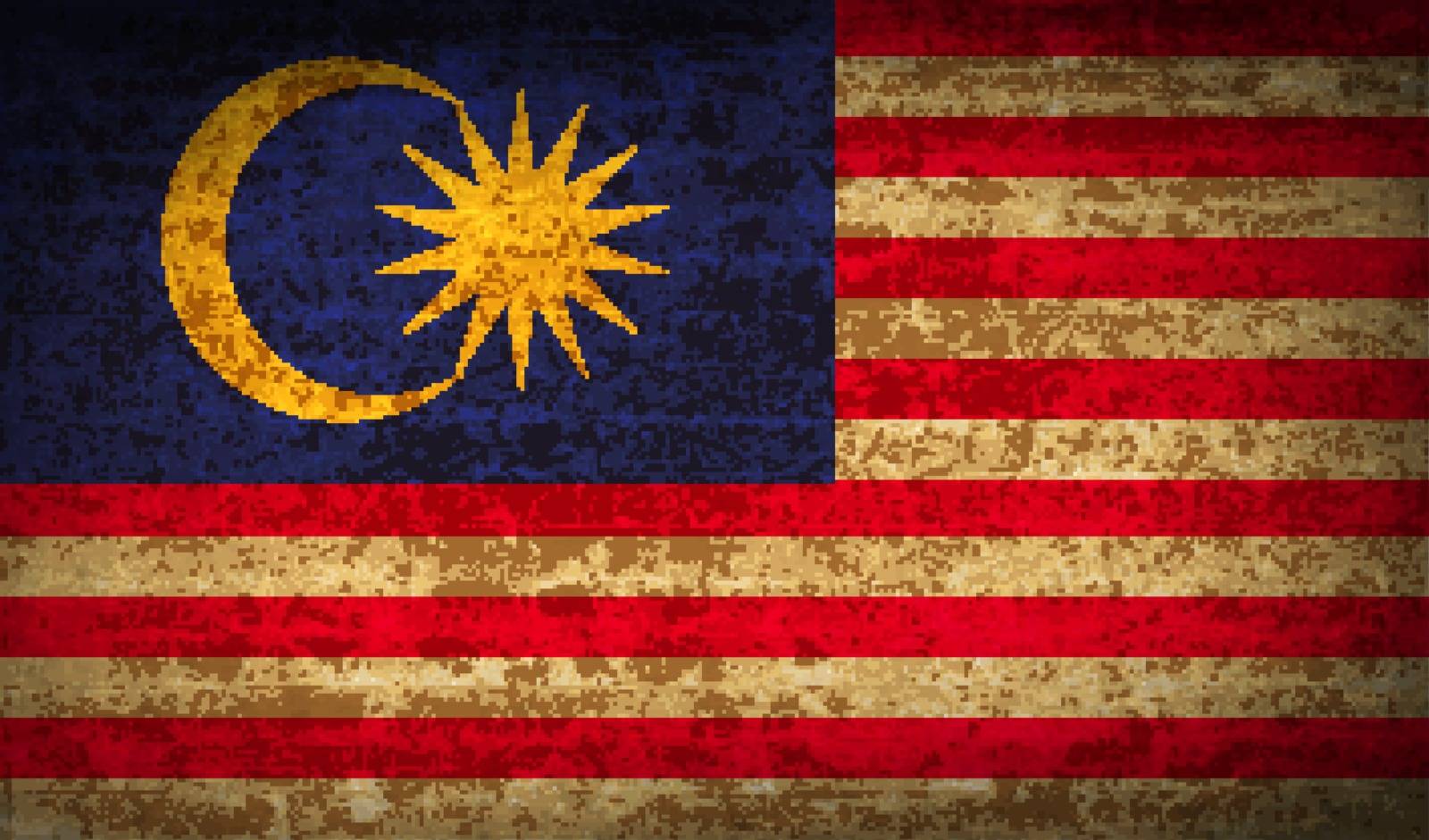 Flags Malaysia with dirty paper texture. Vector by serhii_lohvyniuk