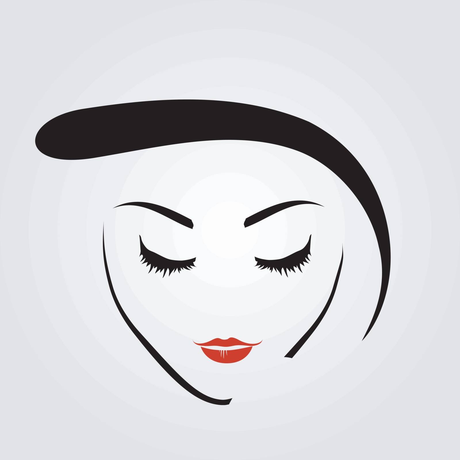 Graphic of a woman with vintage hairstyle and make up