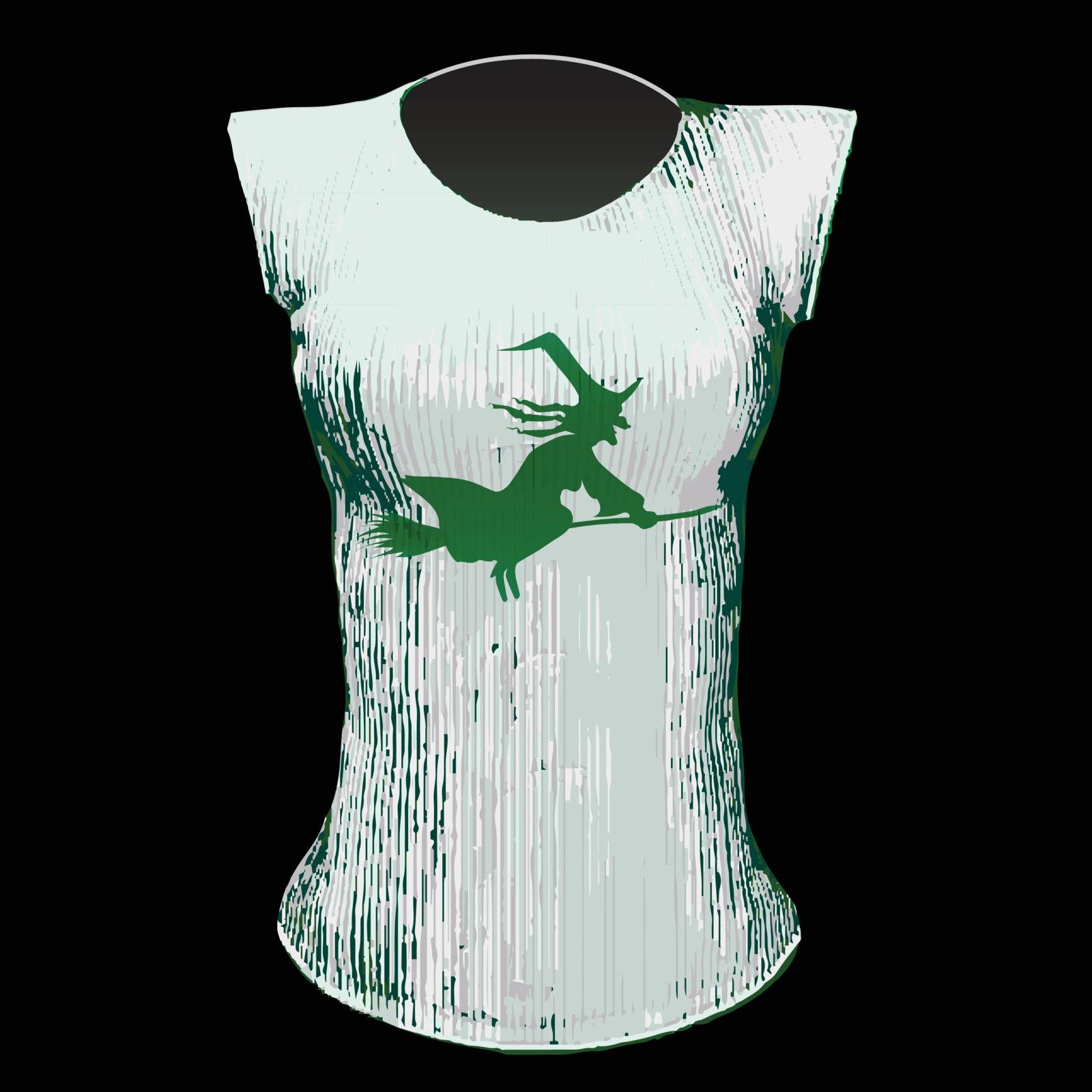 A flying witch on her broomstick as a T shirt design