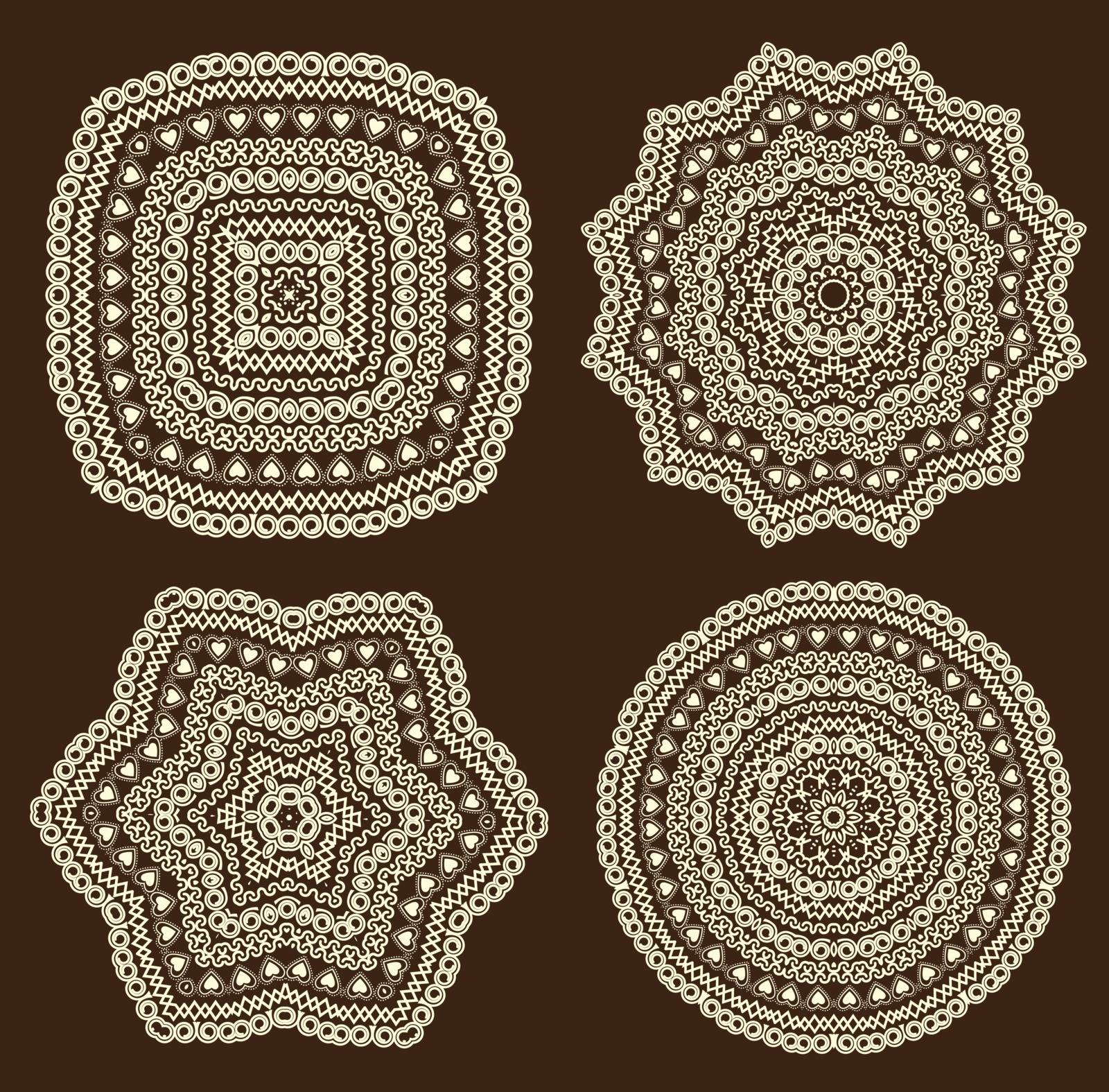 Vector set of ornamental designs of various shapes