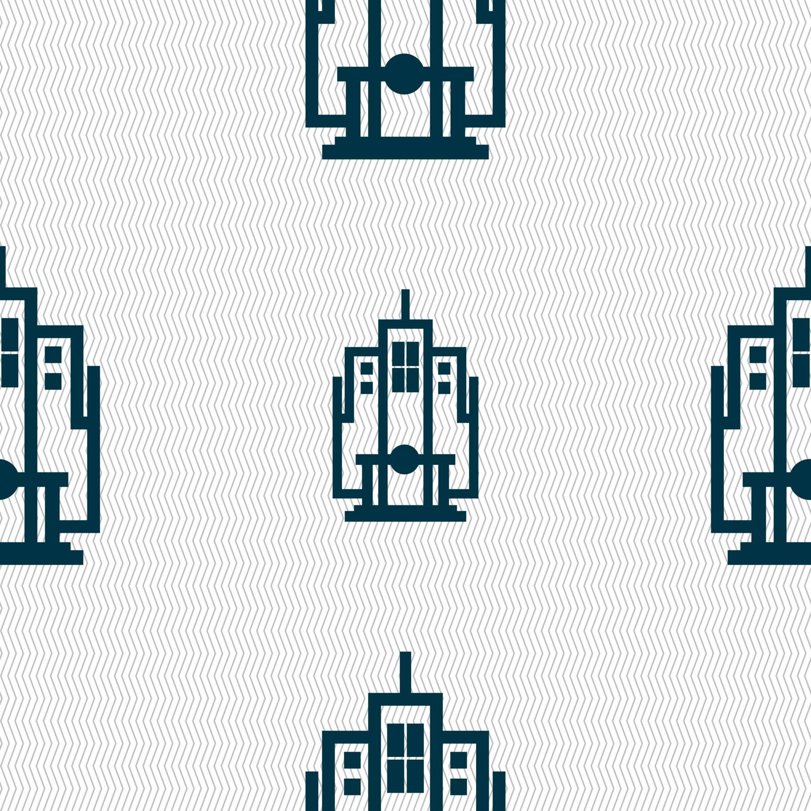 skyscraper icon sign. Seamless pattern with geometric texture. Vector by serhii_lohvyniuk