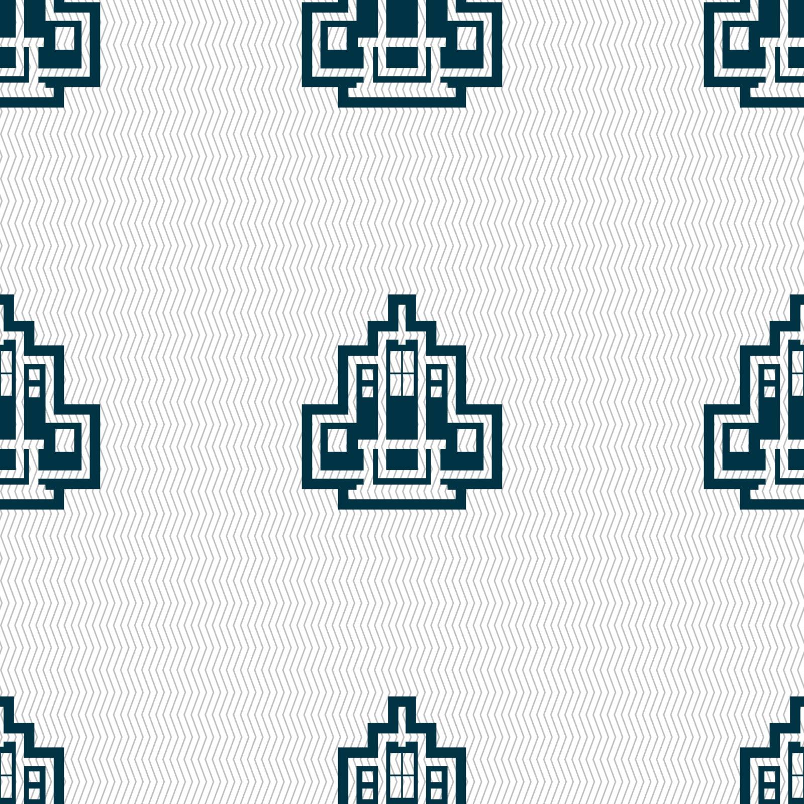 skyscraper icon sign. Seamless pattern with geometric texture. Vector by serhii_lohvyniuk