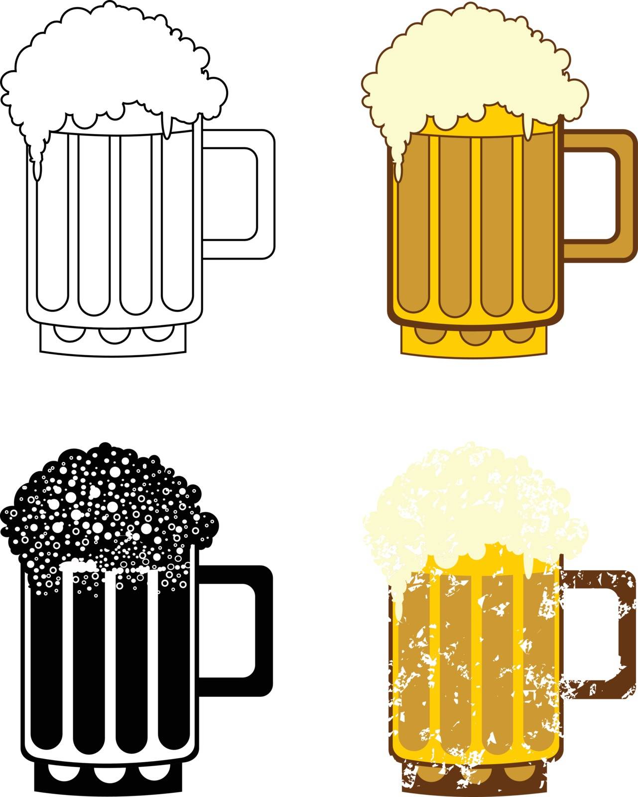 beer mug set isolated on a white background vector eps 10