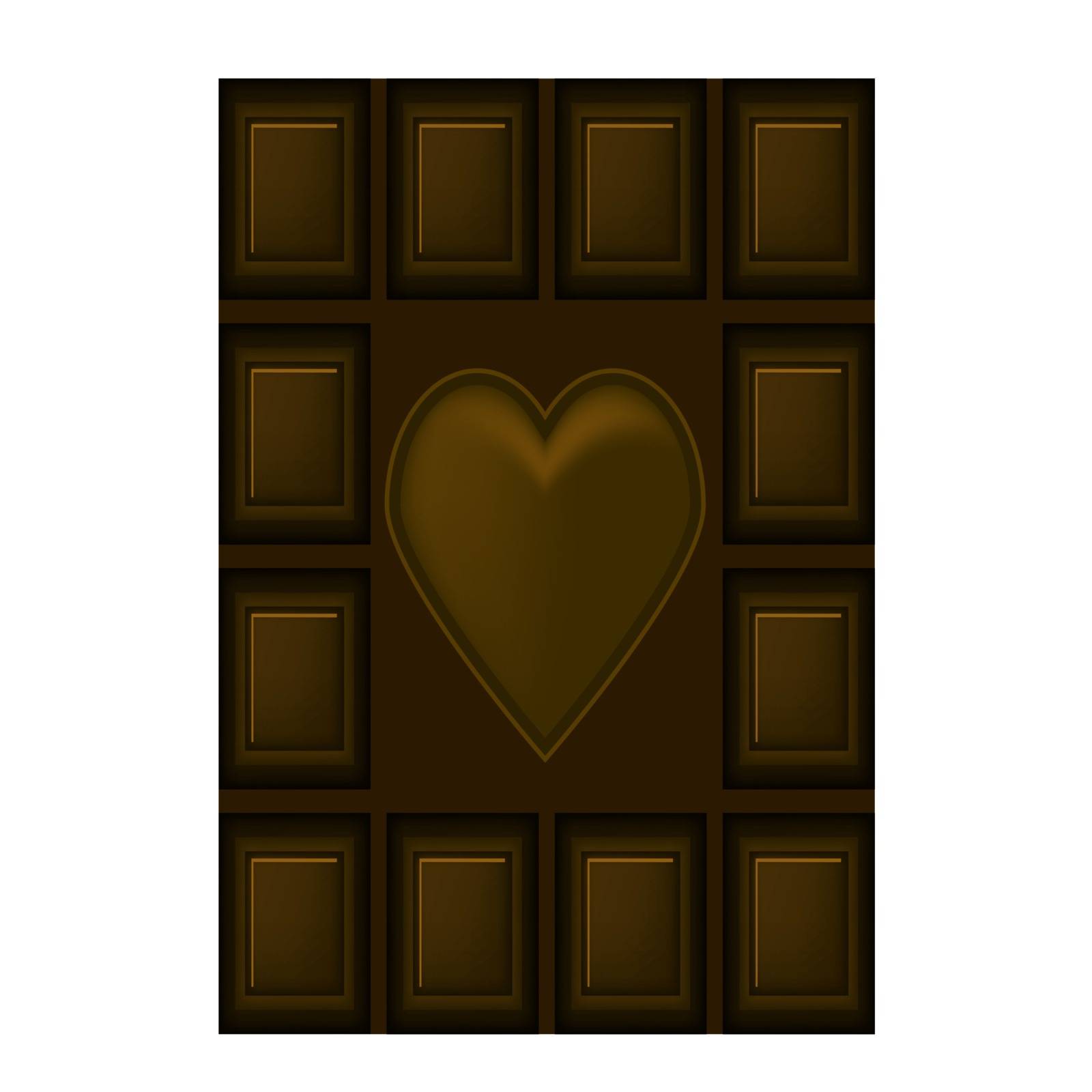 Chocolate Bar With Heart Isolated on White Background
