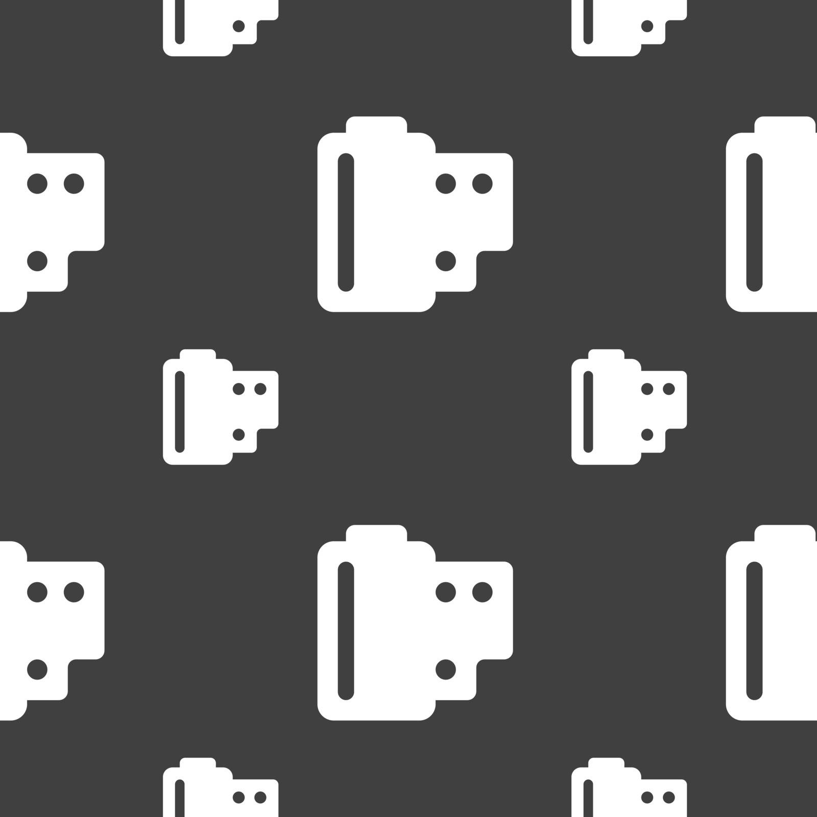35 mm negative films icon sign. Seamless pattern on a gray background. Vector illustration