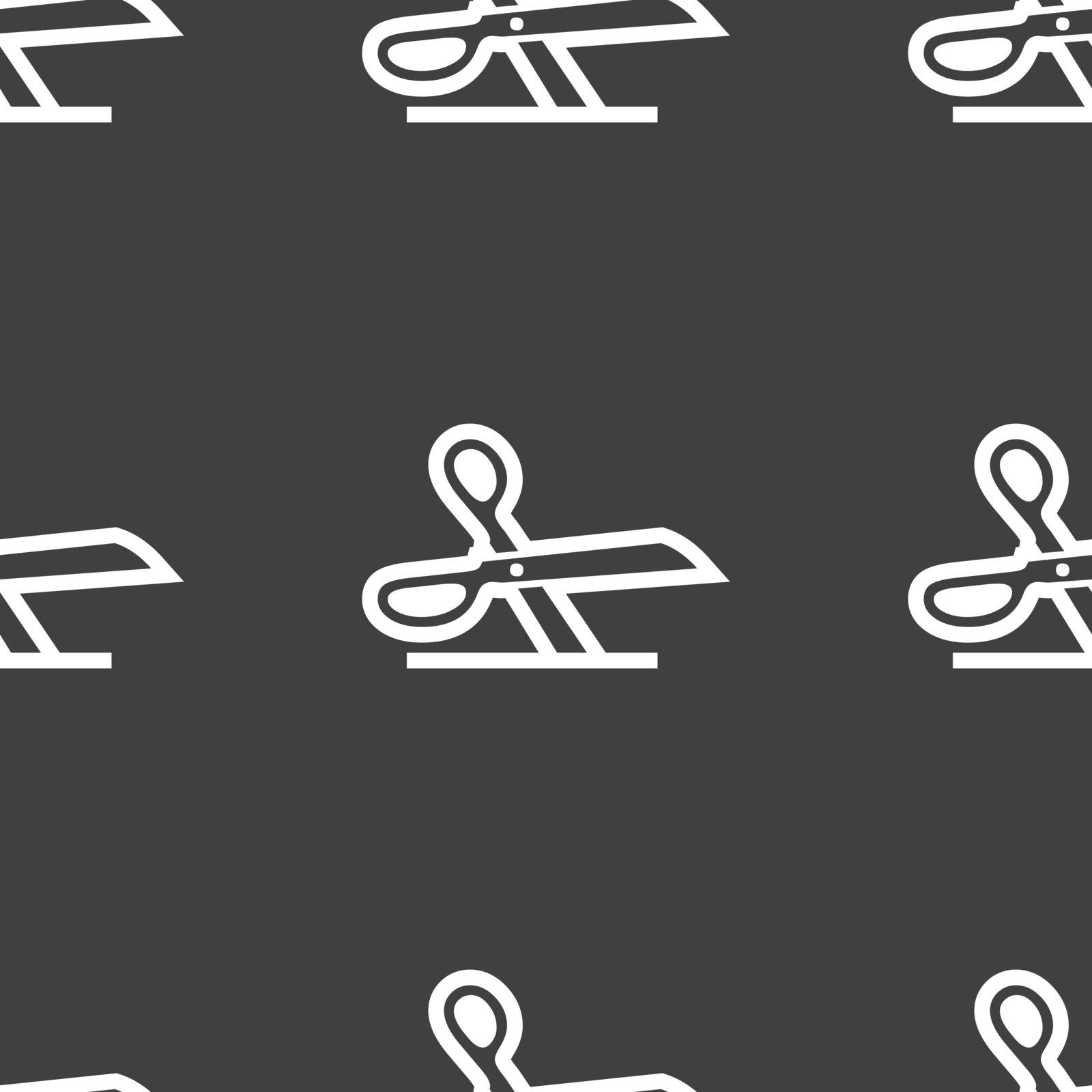 scissors icon sign. Seamless pattern on a gray background. Vector by serhii_lohvyniuk
