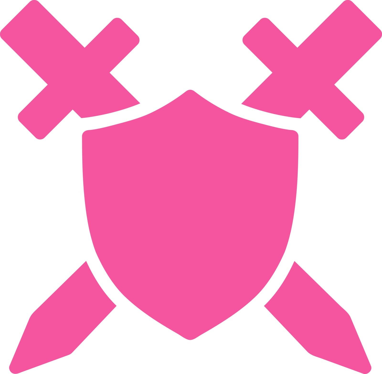 Guard icon from Commerce Set. Vector style is flat symbol, pink color, rounded angles, white background.
