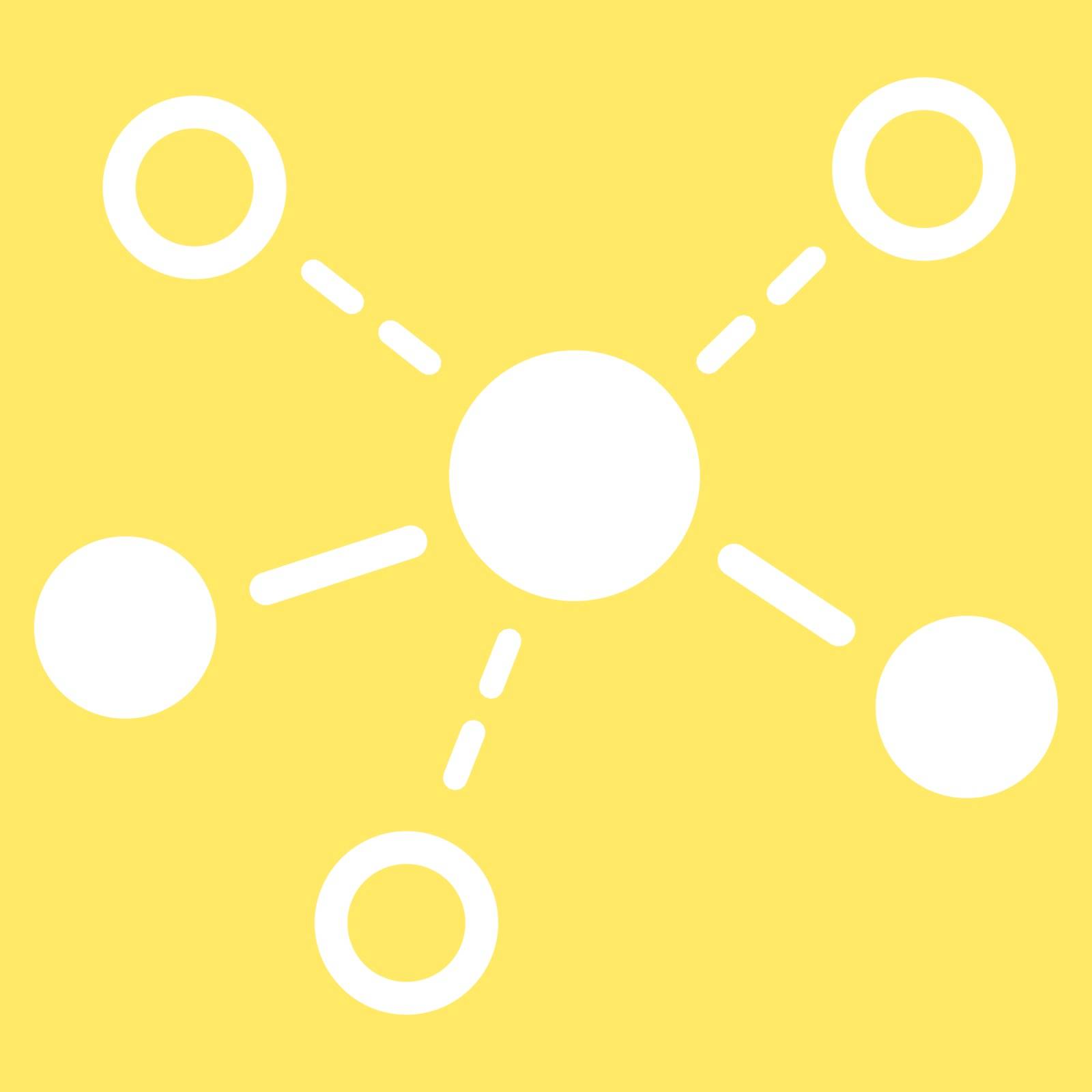 Structure icon. This flat vector symbol uses white color, rounded angles, and isolated on a yellow background.