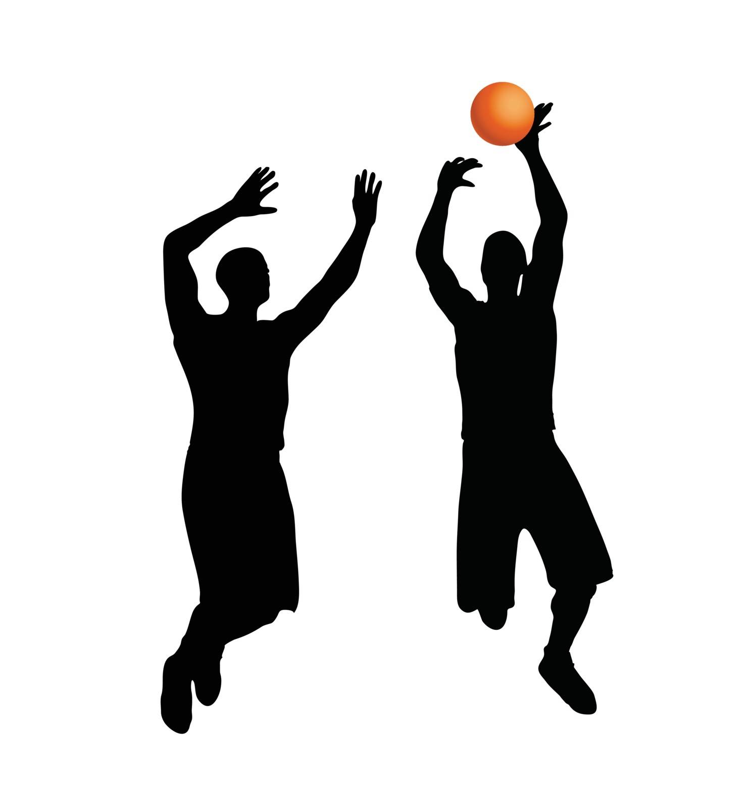Vector Image - basketball player man silhouette isolated on white background