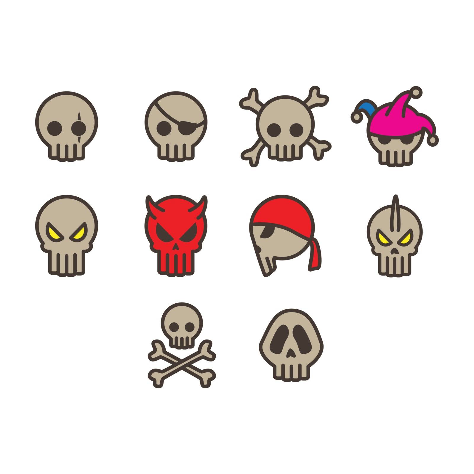 A collection of skull head icon