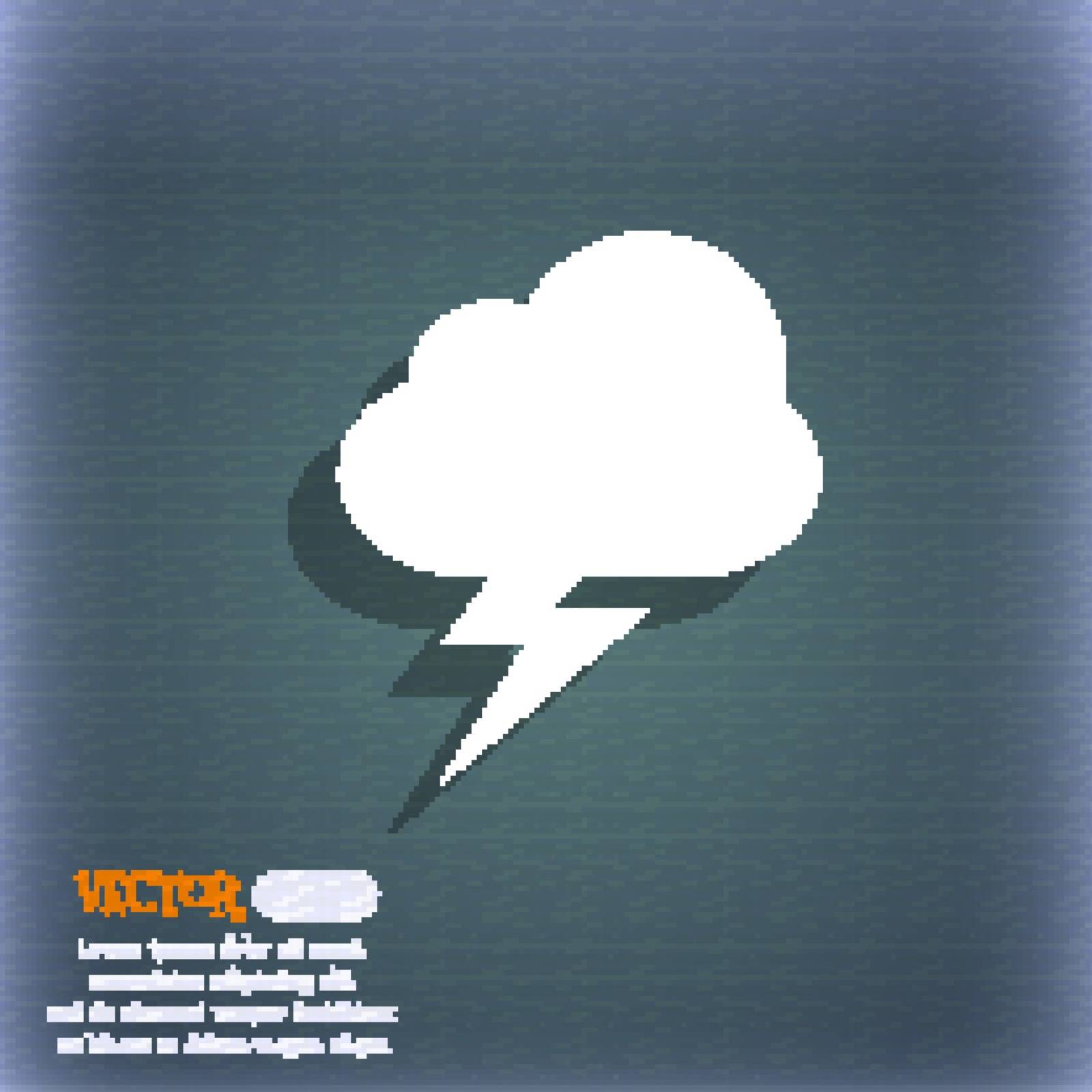 storm  icon symbol on the blue-green abstract background with shadow and space for your text. Vector illustration