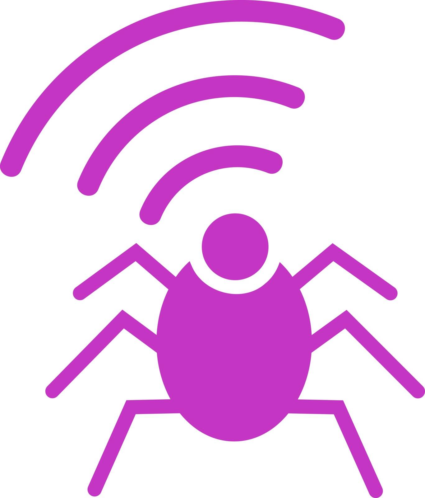 Radio spy bug icon from Business Bicolor Set. Vector style is flat symbol, violet color, rounded angles, white background.