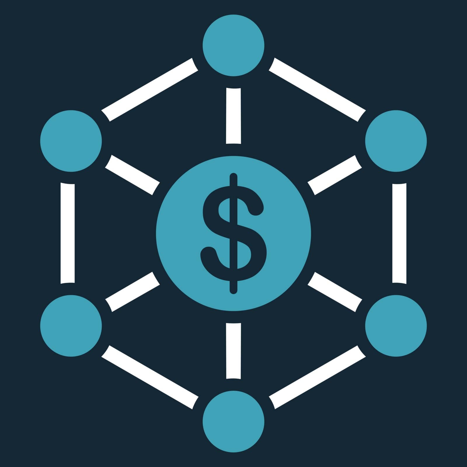 Scheme icon from Business Bicolor Set. This flat vector symbol uses blue and white colors, rounded angles, and isolated on a dark blue background.