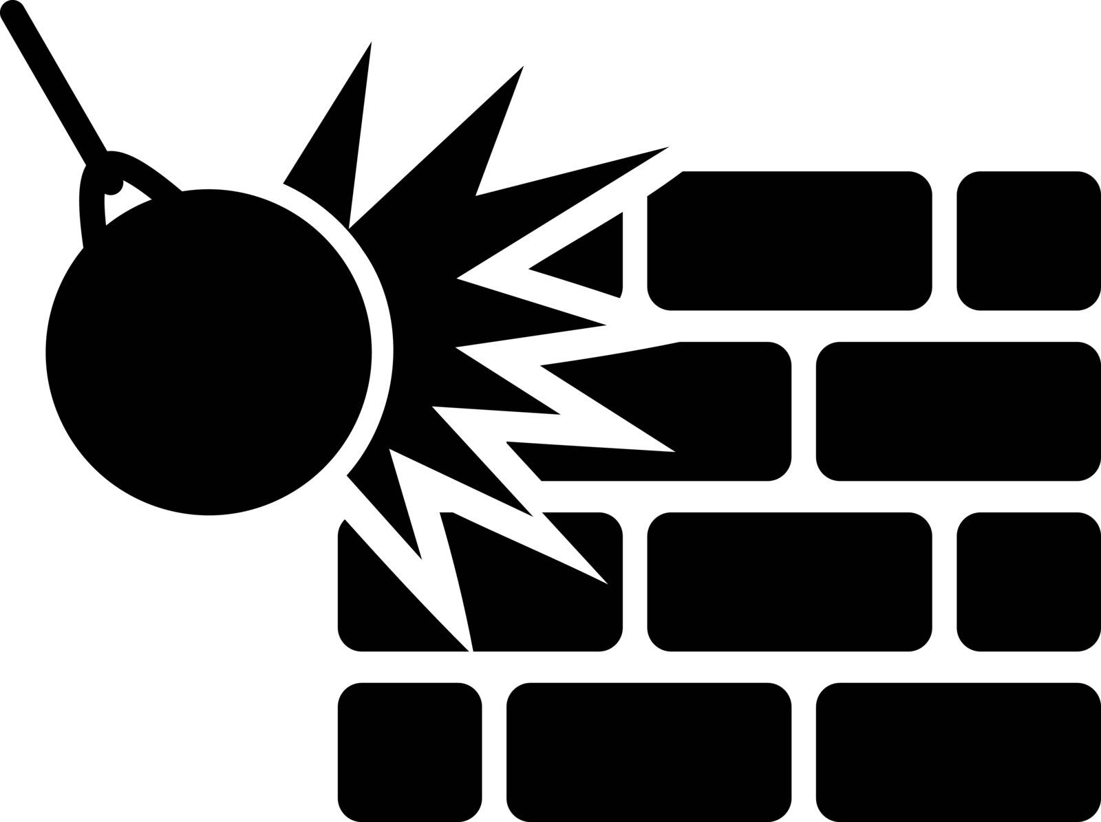 Destruction icon. Vector style is flat symbols, black color, rounded angles, white background.