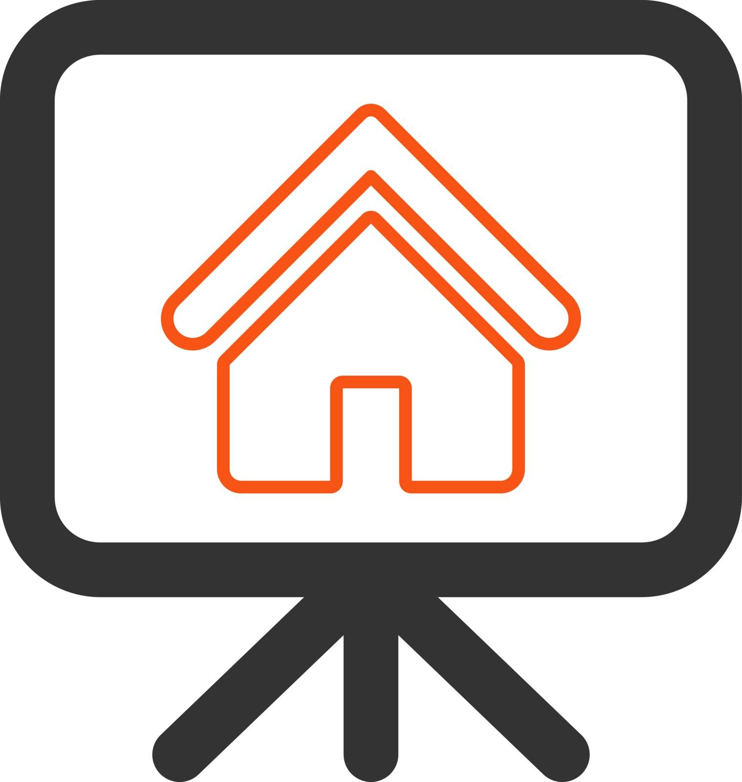 Project icon. Vector style is flat bicolor symbols, orange and gray colors, rounded angles, white background.