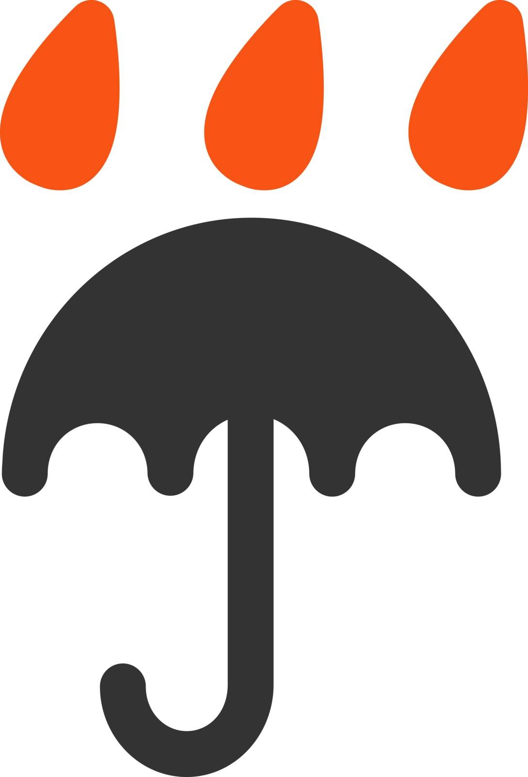 Rain protection icon. Vector style is flat bicolor symbols, orange and gray colors, rounded angles, white background.
