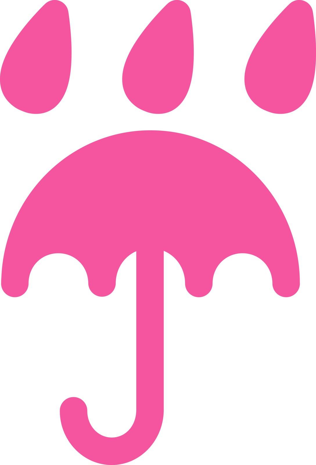 Rain protection icon. Vector style is flat symbols, pink color, rounded angles, white background.