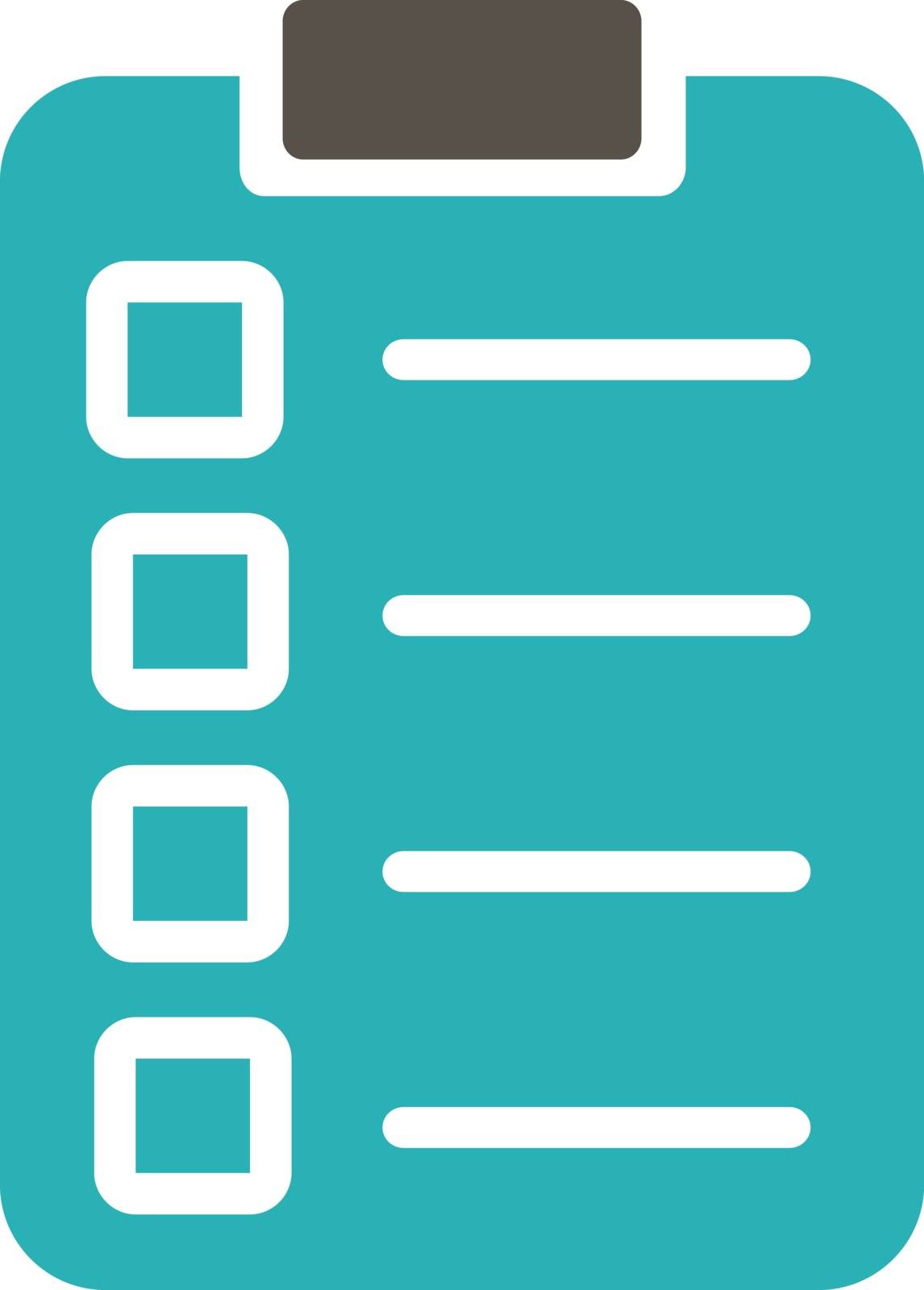 Test task icon. Vector style is bicolor flat symbol, grey and cyan colors, rounded angles, white background.