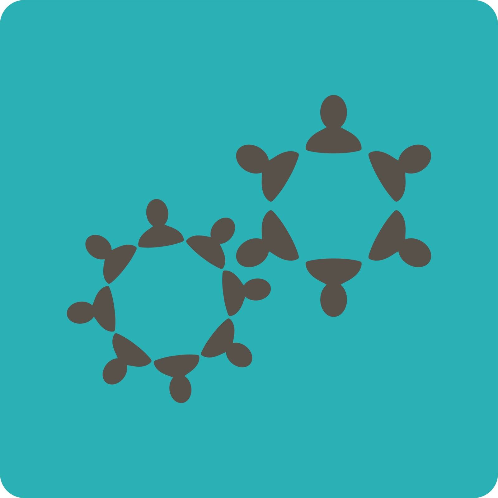 Collaboration icon. Vector style is grey and cyan colors, flat square rounded button, white background.