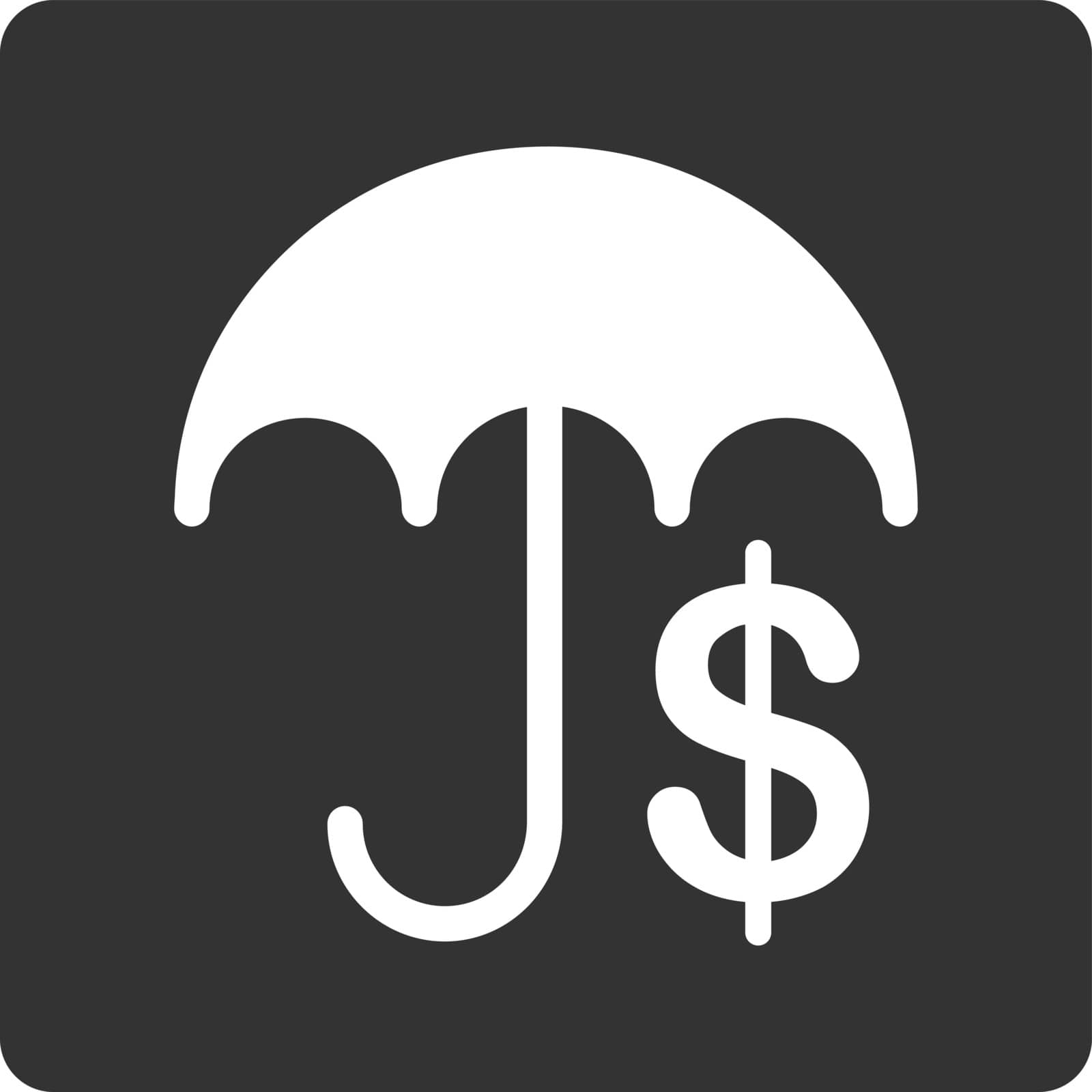Financial Care icon. Vector style is white and gray colors, flat square rounded button, white background.