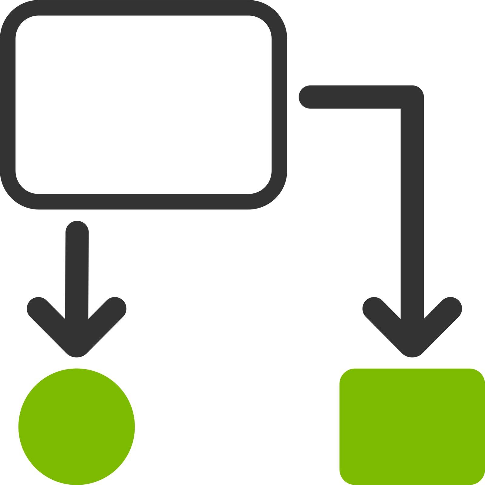 Scheme icon from Commerce Set. Vector style is bicolor flat symbol, eco green and gray colors, rounded angles, white background.