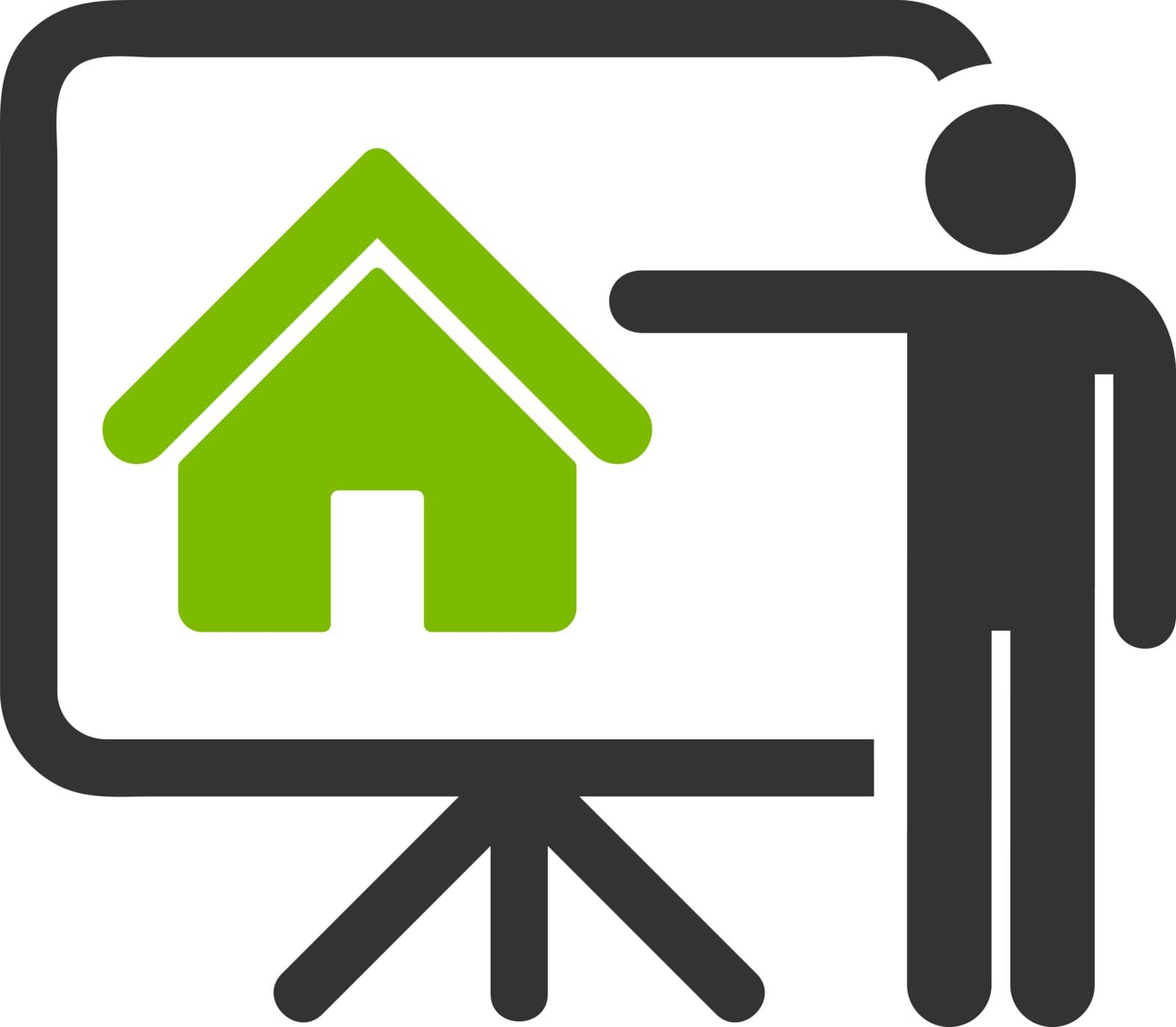Realtor icon. Vector style is bicolor flat symbol, eco green and gray colors, rounded angles, white background.
