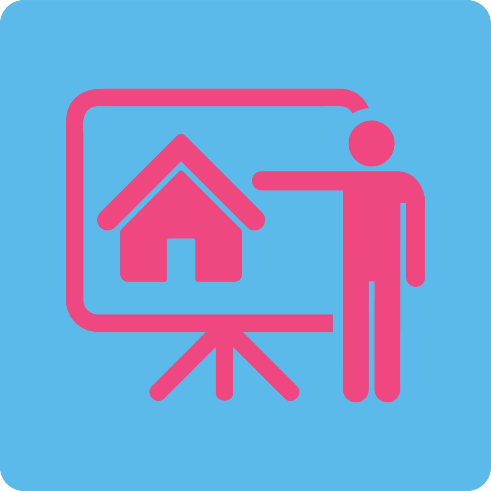Realtor icon. Vector style is pink and blue colors, flat rounded square button on a white background.
