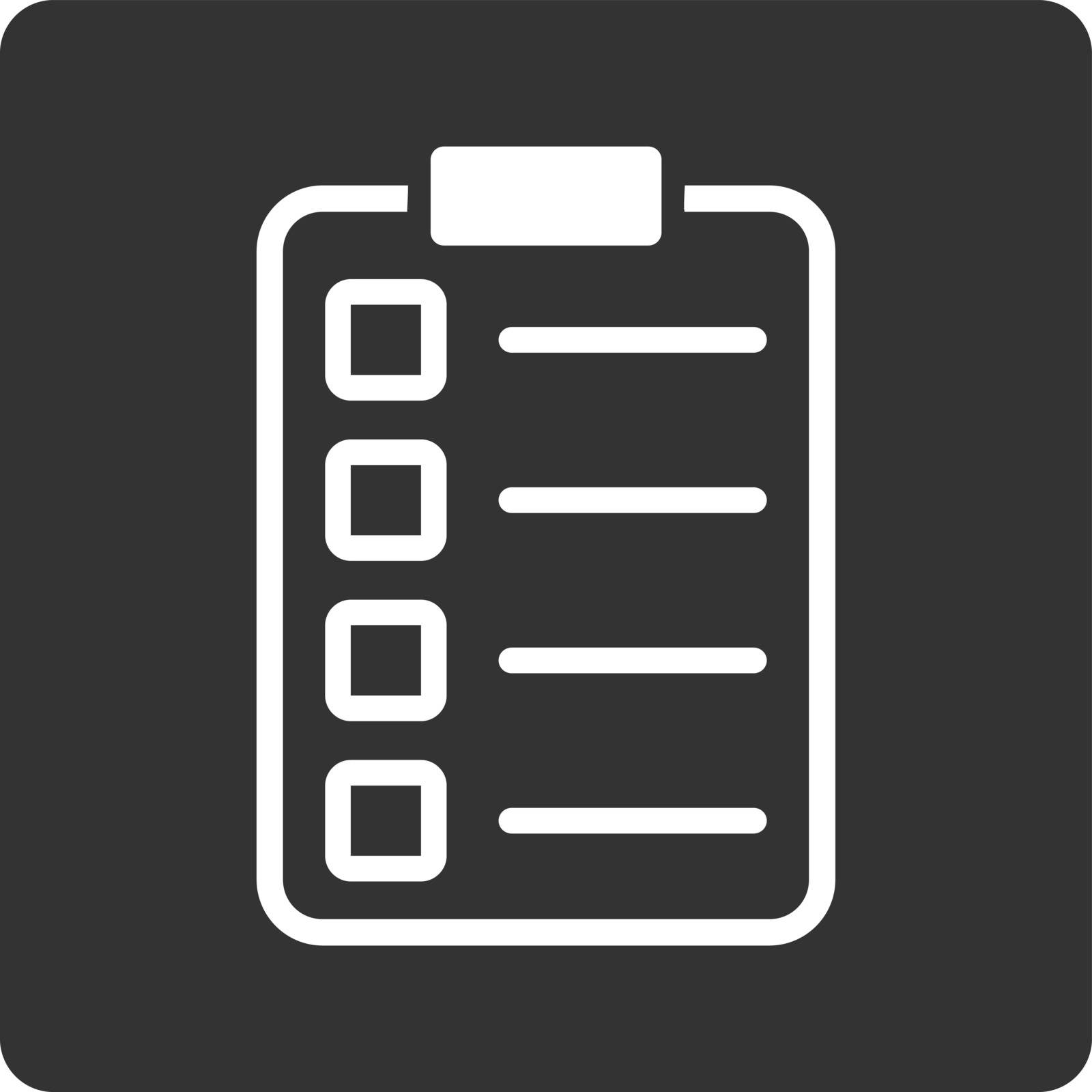 Examination icon. Vector style is white and gray colors, flat rounded square button on a white background.