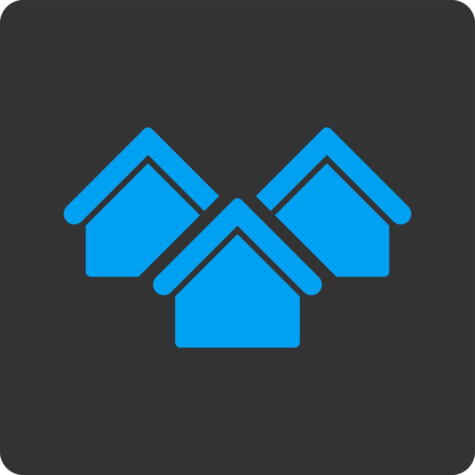 Real estate icon. Vector style is white and gray colors, flat rounded square button on a white background.