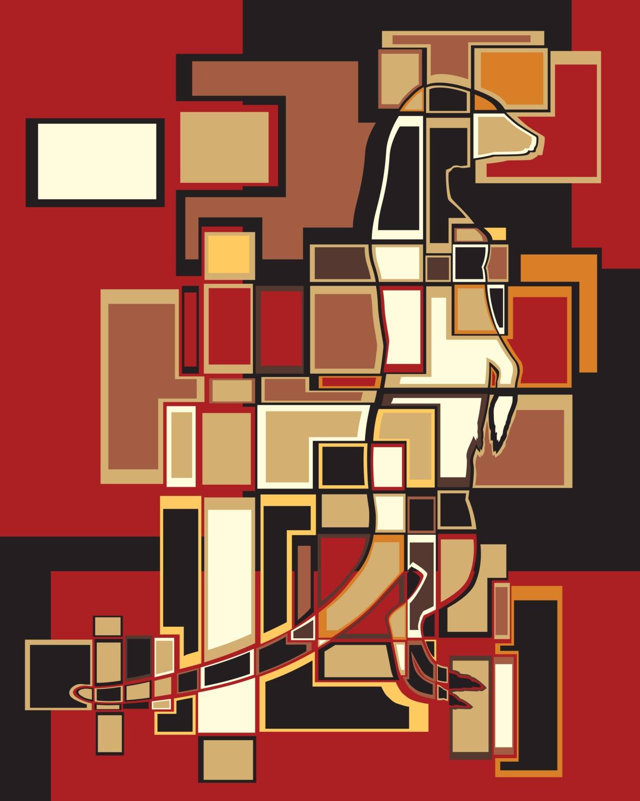 Colorful eps8 editable vector abstract mosaic illustration of a standing meerkat