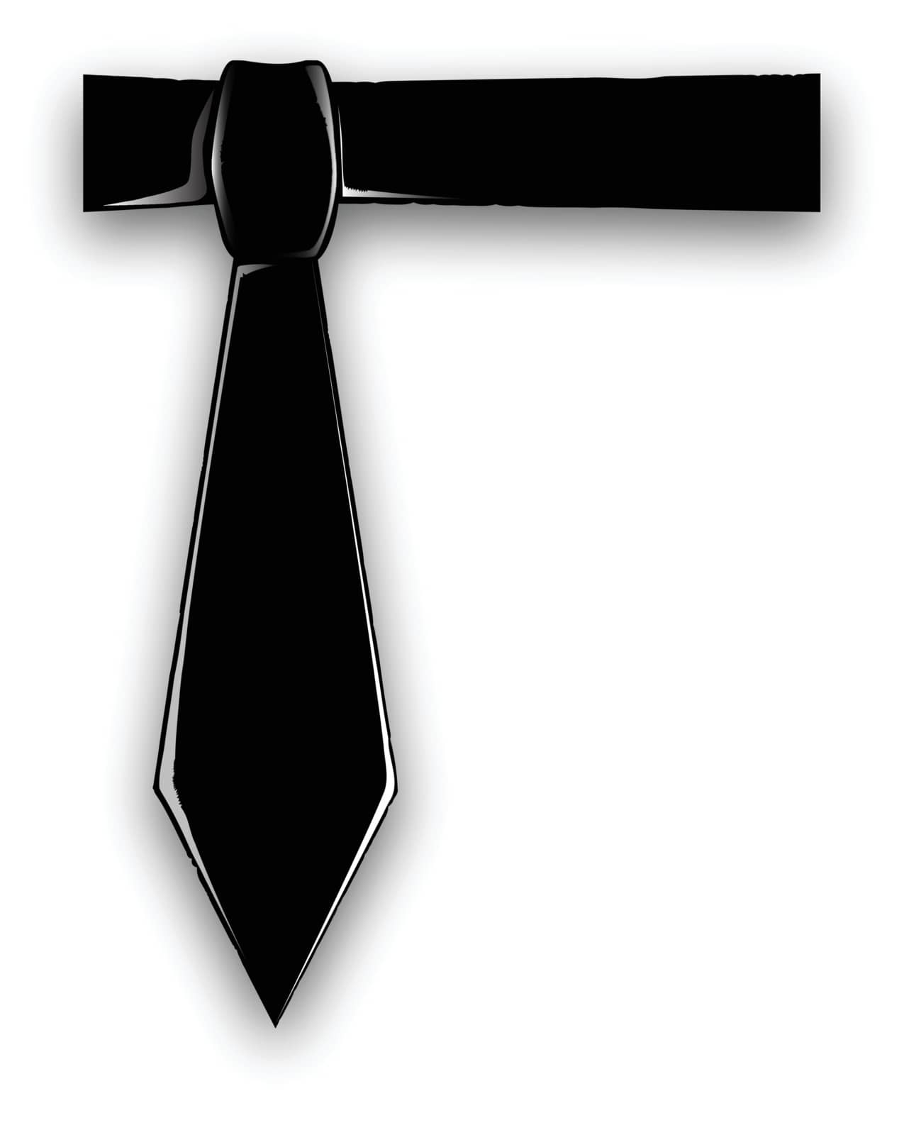 A black tie set on a white blue background.