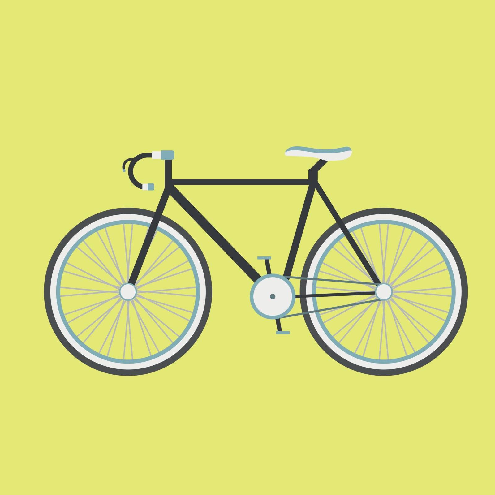 black illustration bicycle, flat style