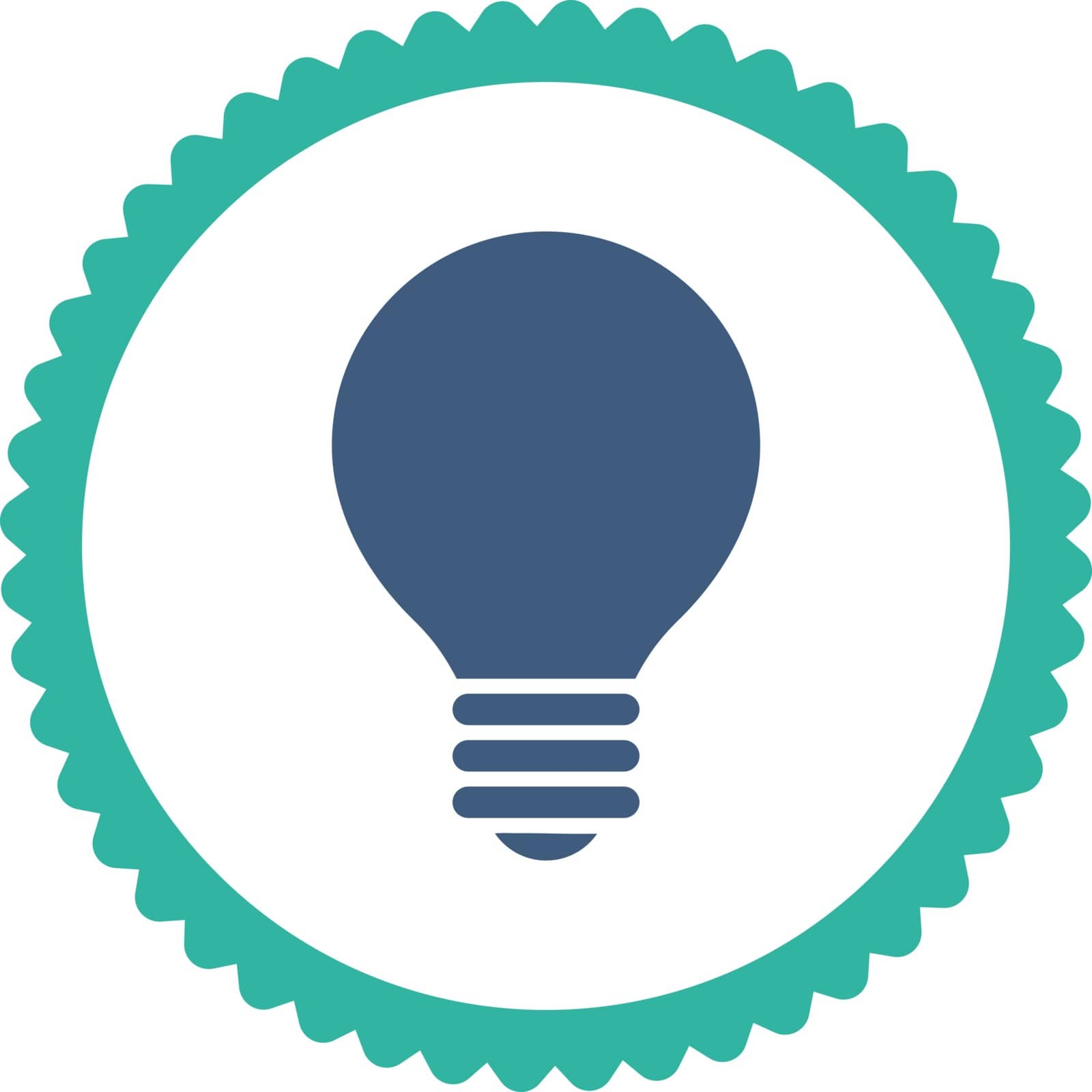 Electric Bulb flat cobalt and cyan colors round stamp icon by ahasoft