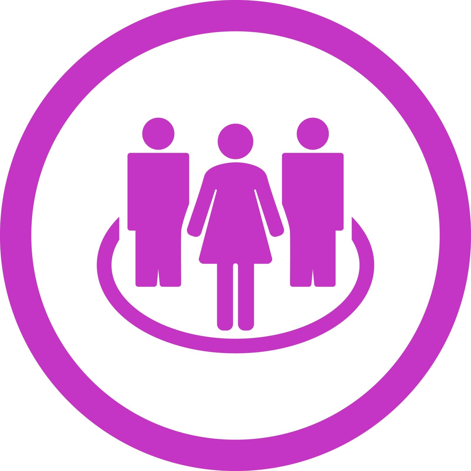 Society vector icon. This rounded flat symbol is drawn with violet color on a white background.