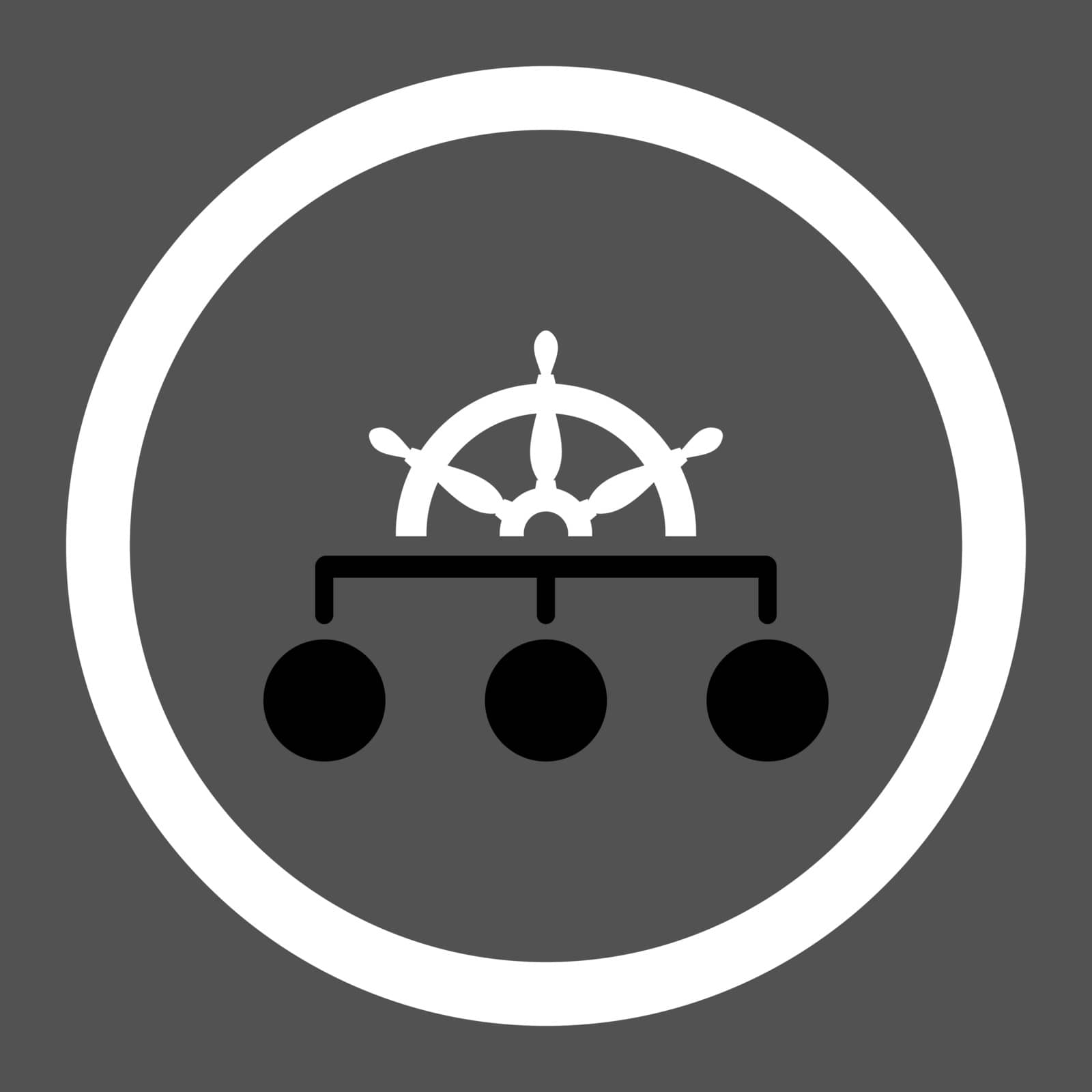 Rule vector icon. This rounded flat symbol is drawn with black and white colors on a gray background.