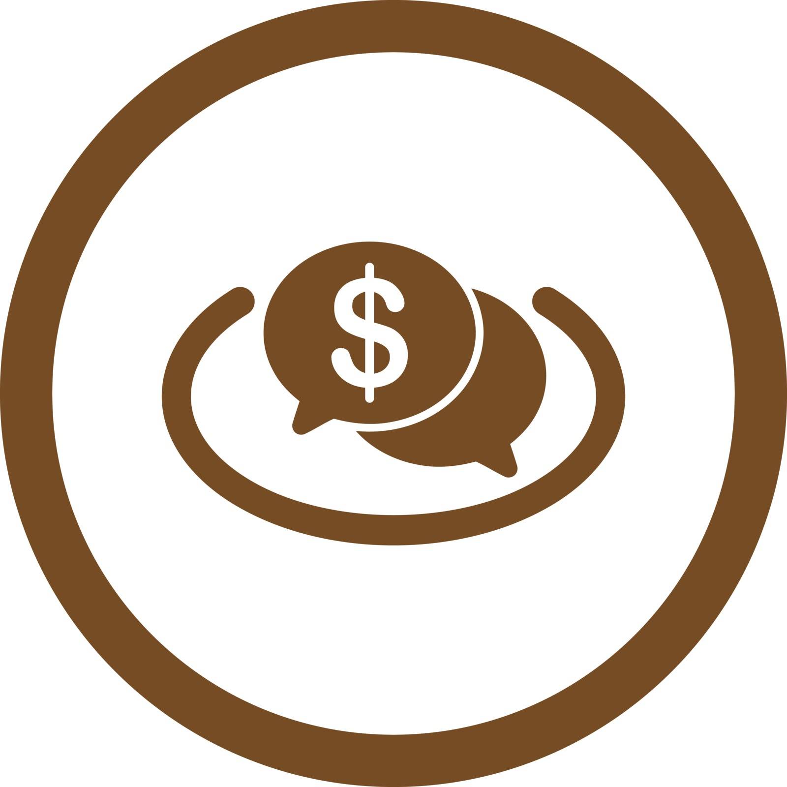 Financial Network vector icon. This flat rounded symbol uses brown color and isolated on a white background.