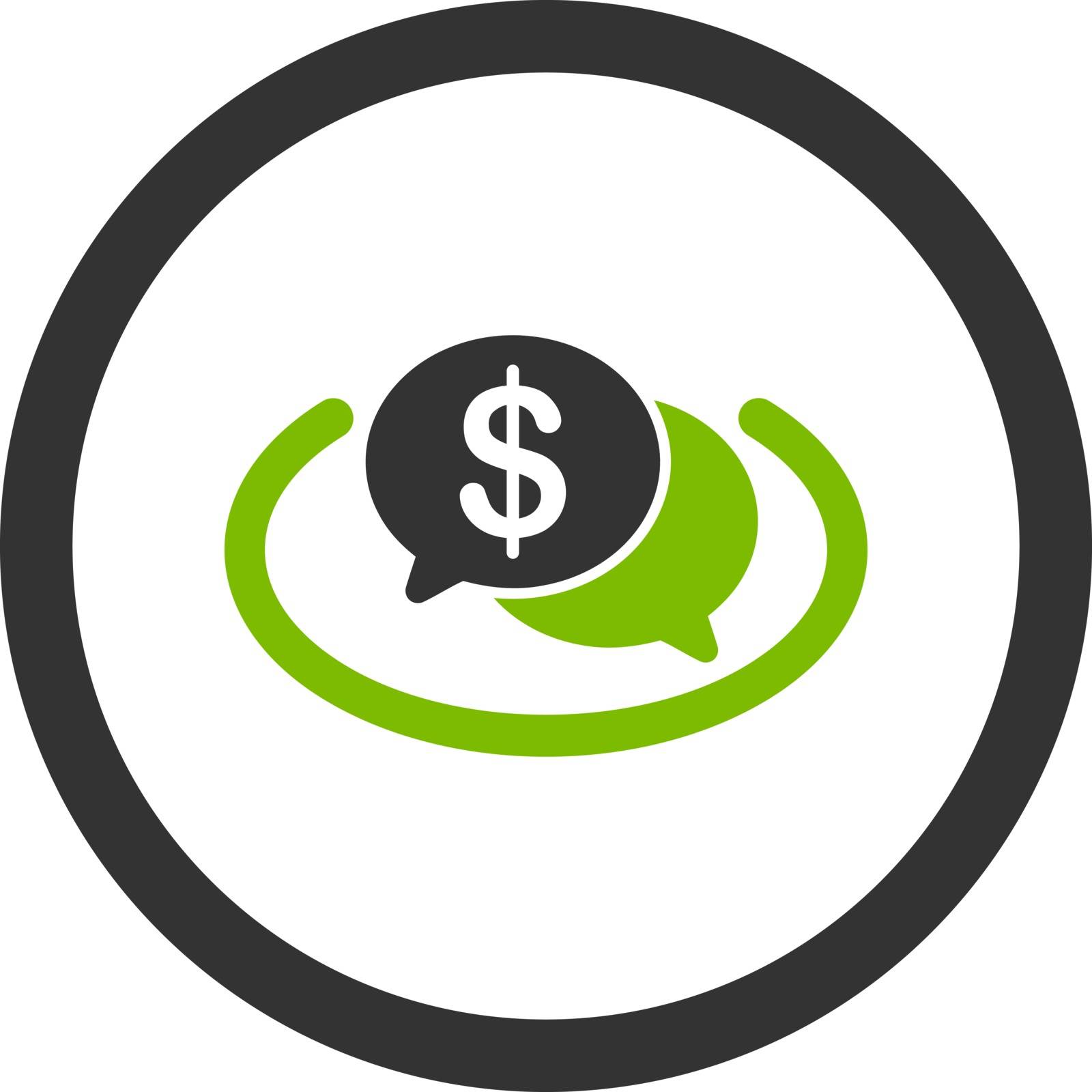 Financial Network vector icon. This flat rounded symbol uses eco green and gray colors and isolated on a white background.