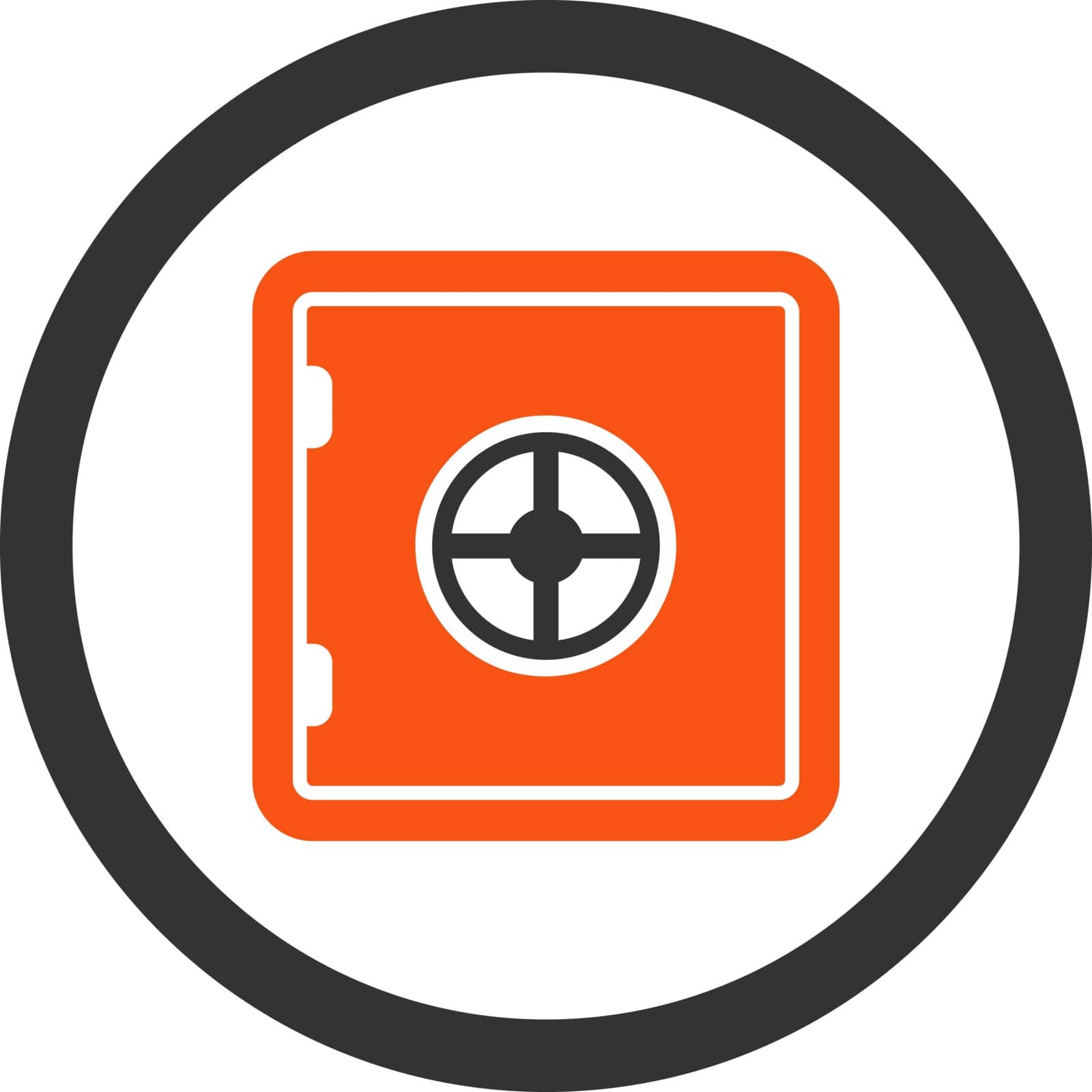 Safe vector icon. This flat rounded symbol uses orange and gray colors and isolated on a white background.