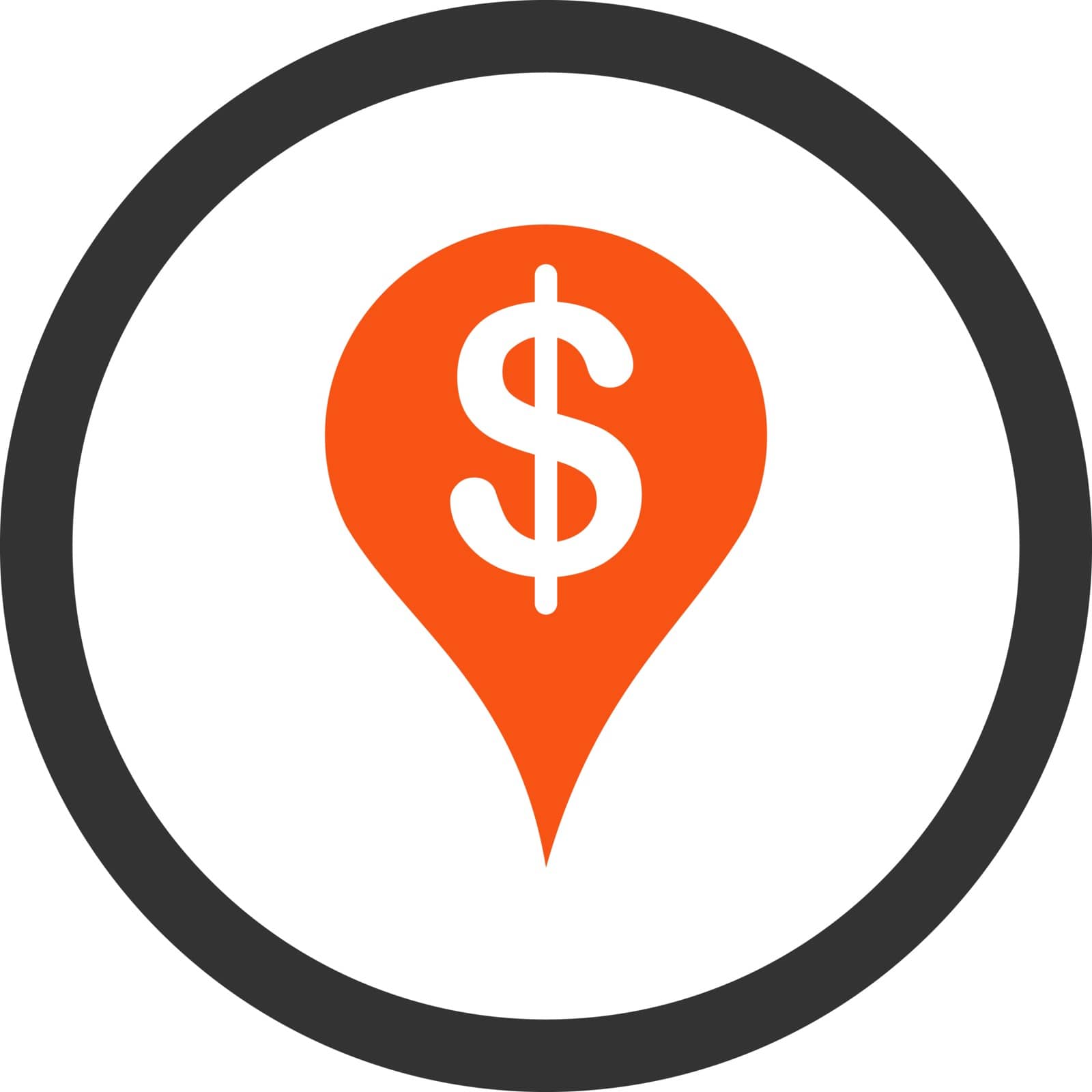 Placement vector icon. This flat rounded symbol uses orange and gray colors and isolated on a white background.