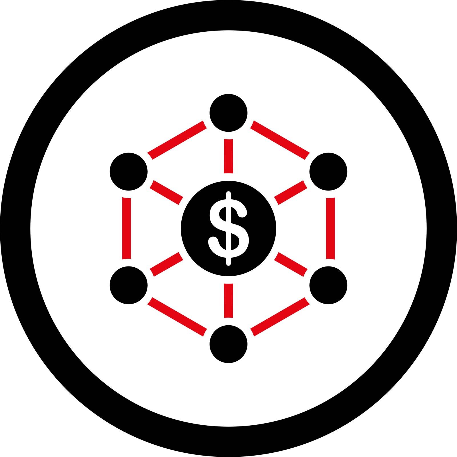 Scheme vector icon. This flat rounded symbol uses intensive red and black colors and isolated on a white background.