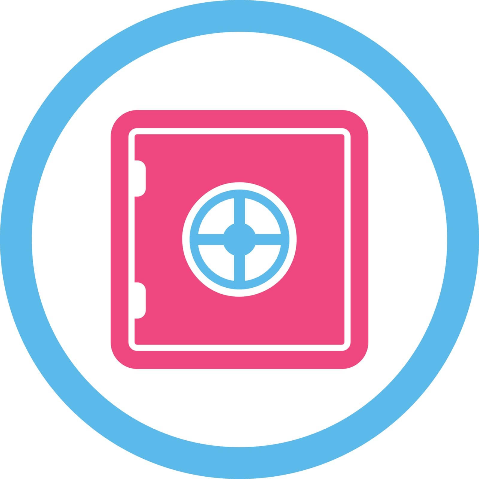 Safe vector icon. This flat rounded symbol uses pink and blue colors and isolated on a white background.