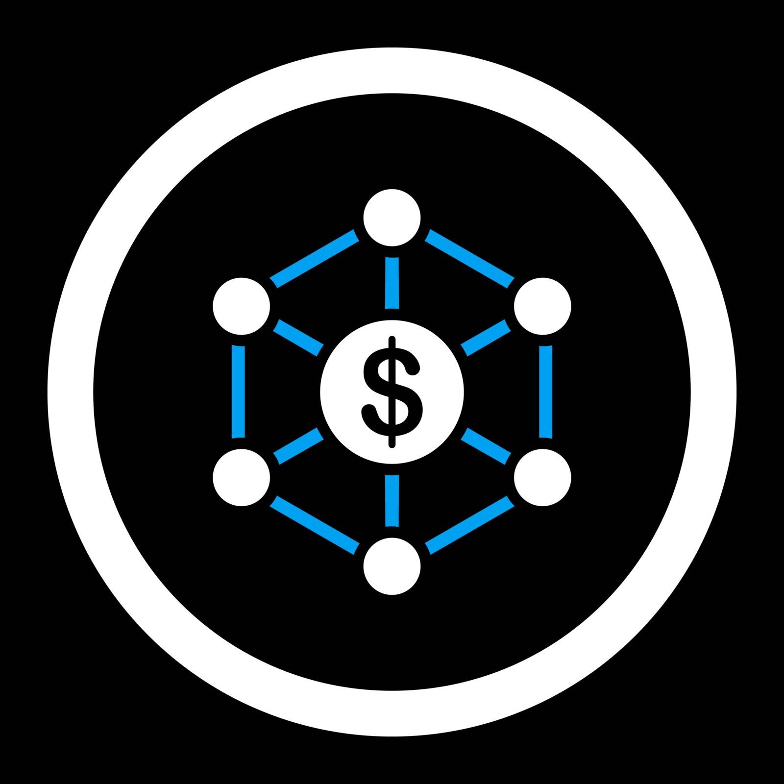 Scheme vector icon. This flat rounded symbol uses blue and white colors and isolated on a black background.