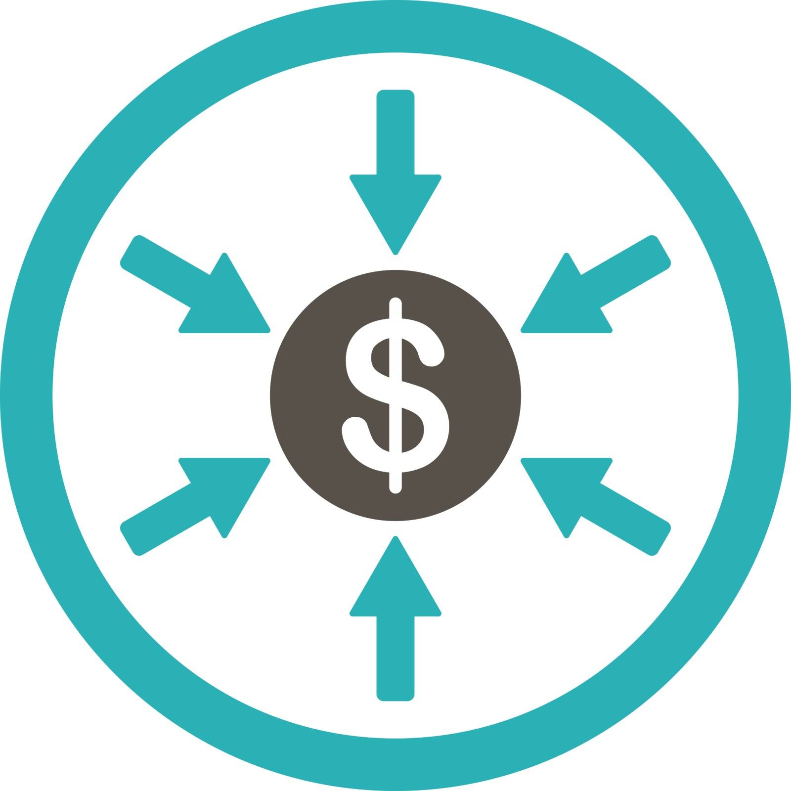 Income vector icon. This flat rounded symbol uses grey and cyan colors and isolated on a white background.