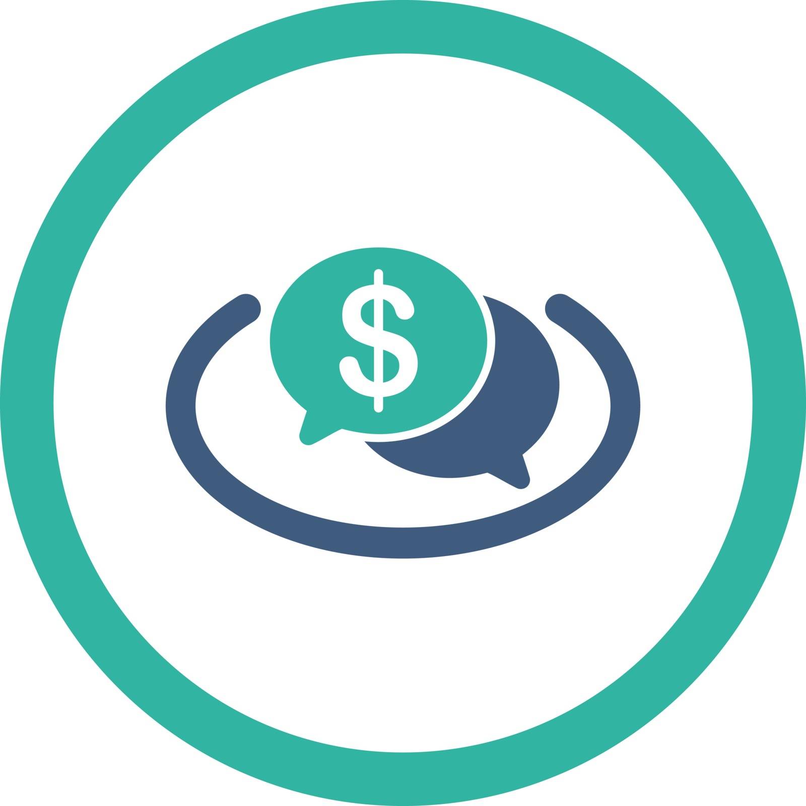 Financial Network vector icon. This flat rounded symbol uses cobalt and cyan colors and isolated on a white background.