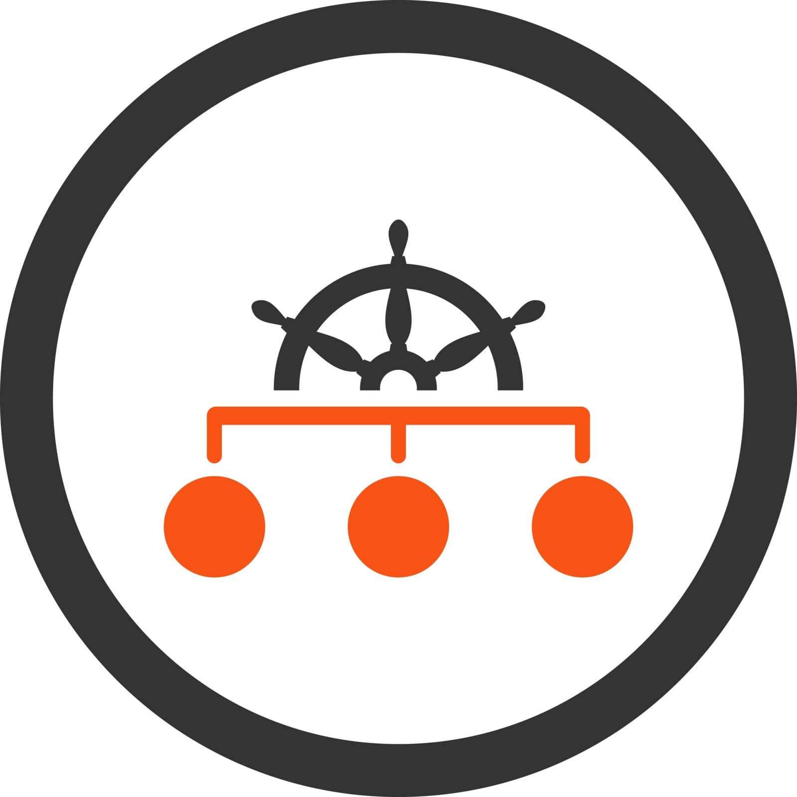 Rule vector icon. This rounded flat symbol is drawn with orange and gray colors on a white background.