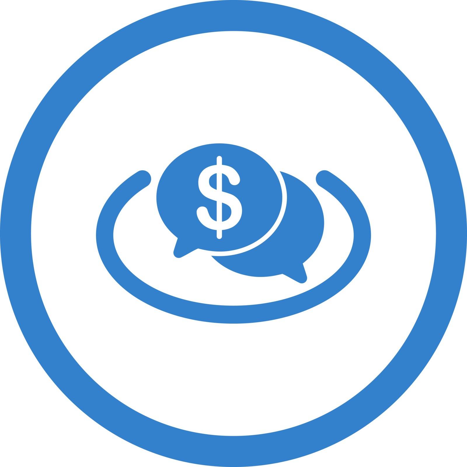 Financial Network vector icon. This flat rounded symbol uses cobalt color and isolated on a white background.