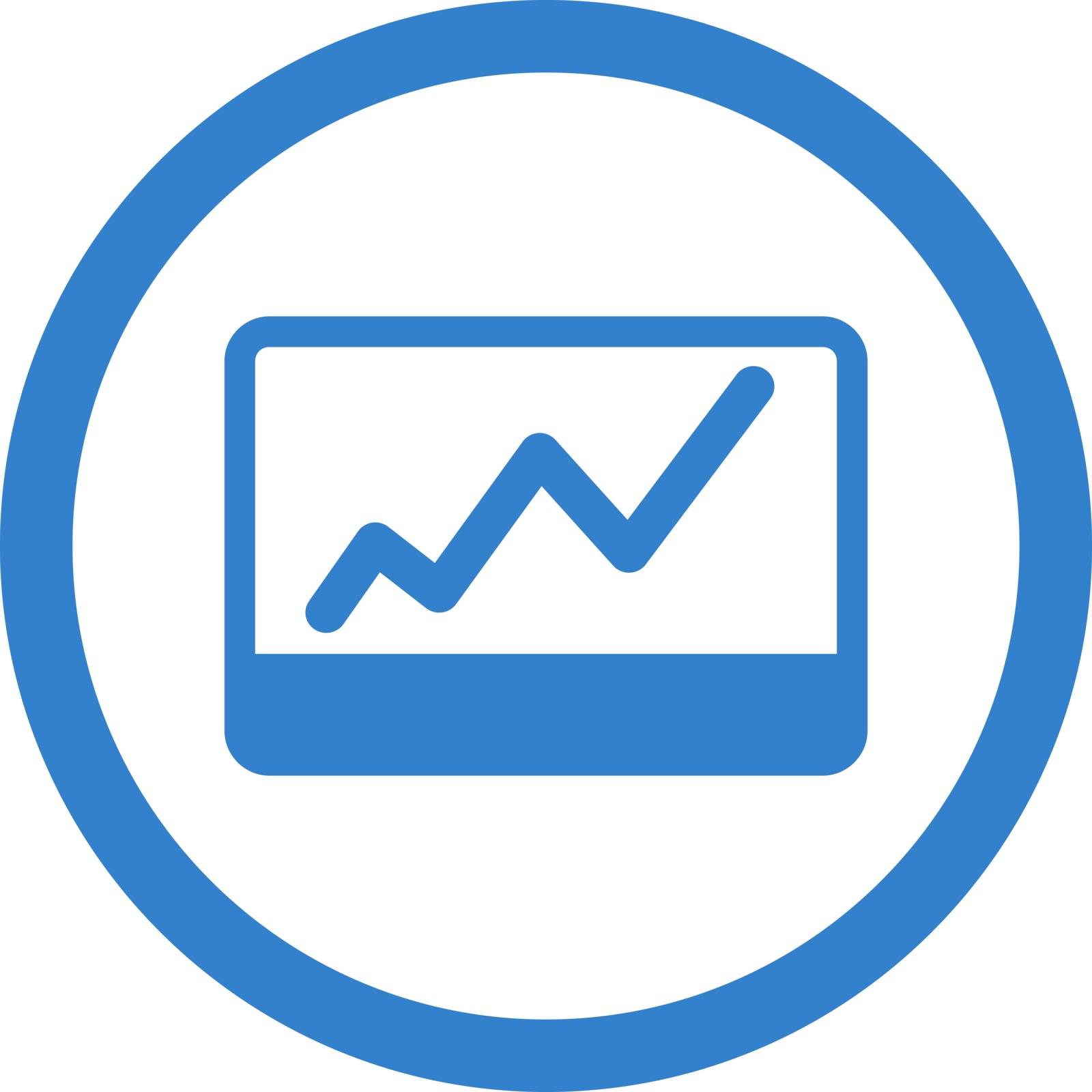 Stock Market vector icon. This flat rounded symbol uses cobalt color and isolated on a white background.