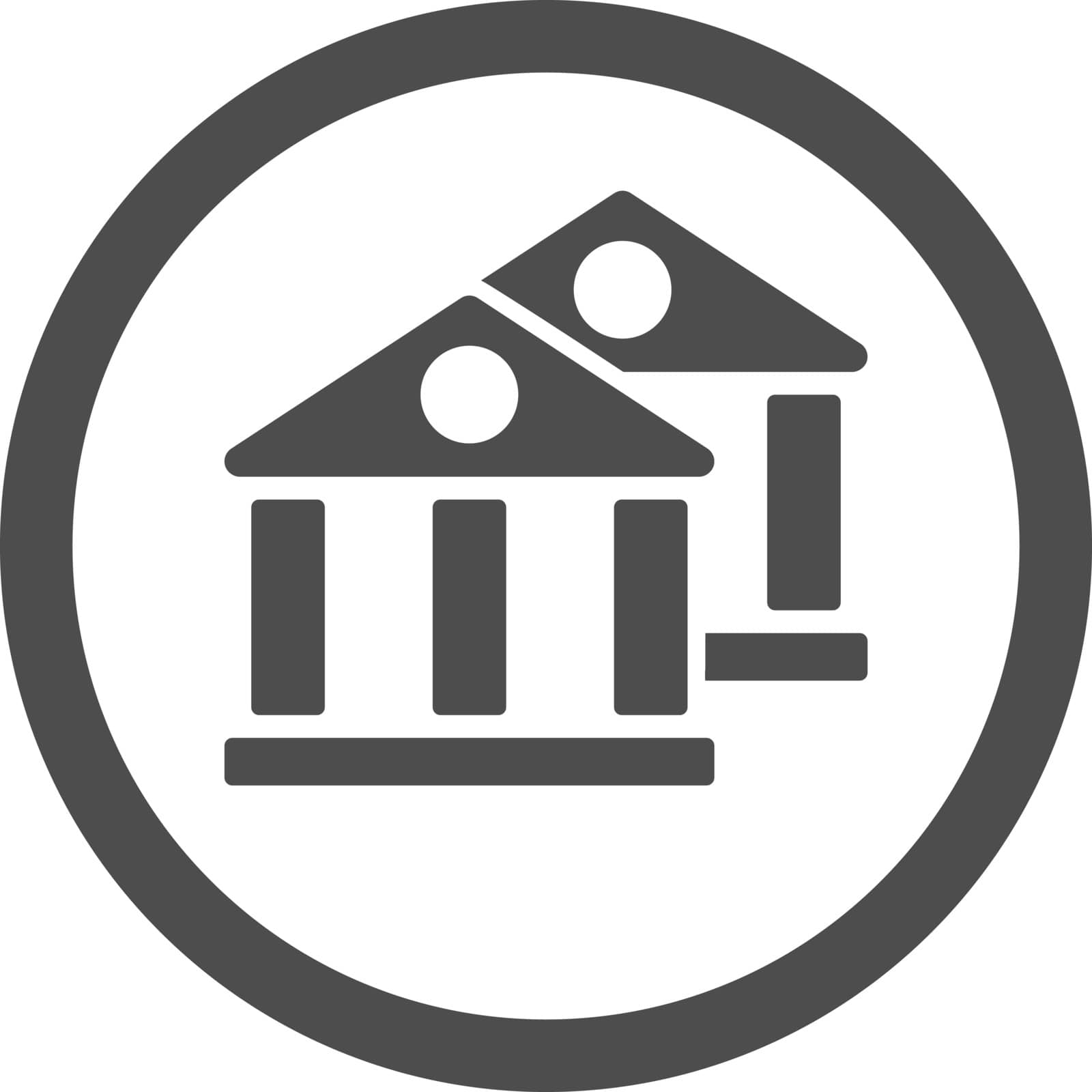 Banks vector icon. This flat rounded symbol uses gray color and isolated on a white background.